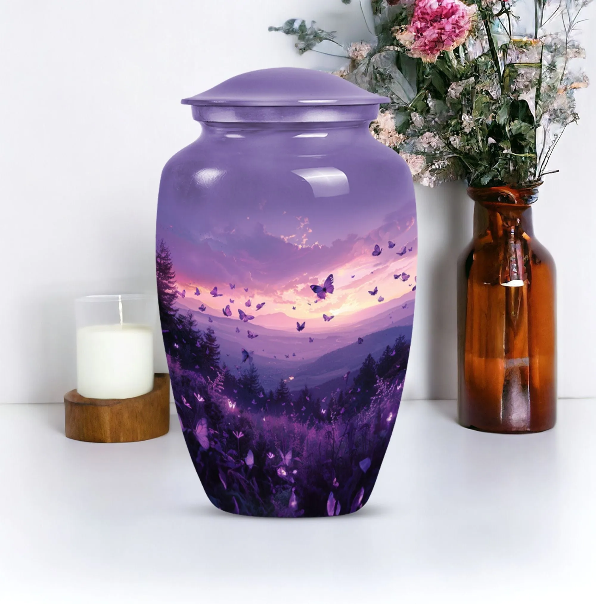 Purple Meadow Memorial: Soul Serenity in a Medium Cremation Urn
