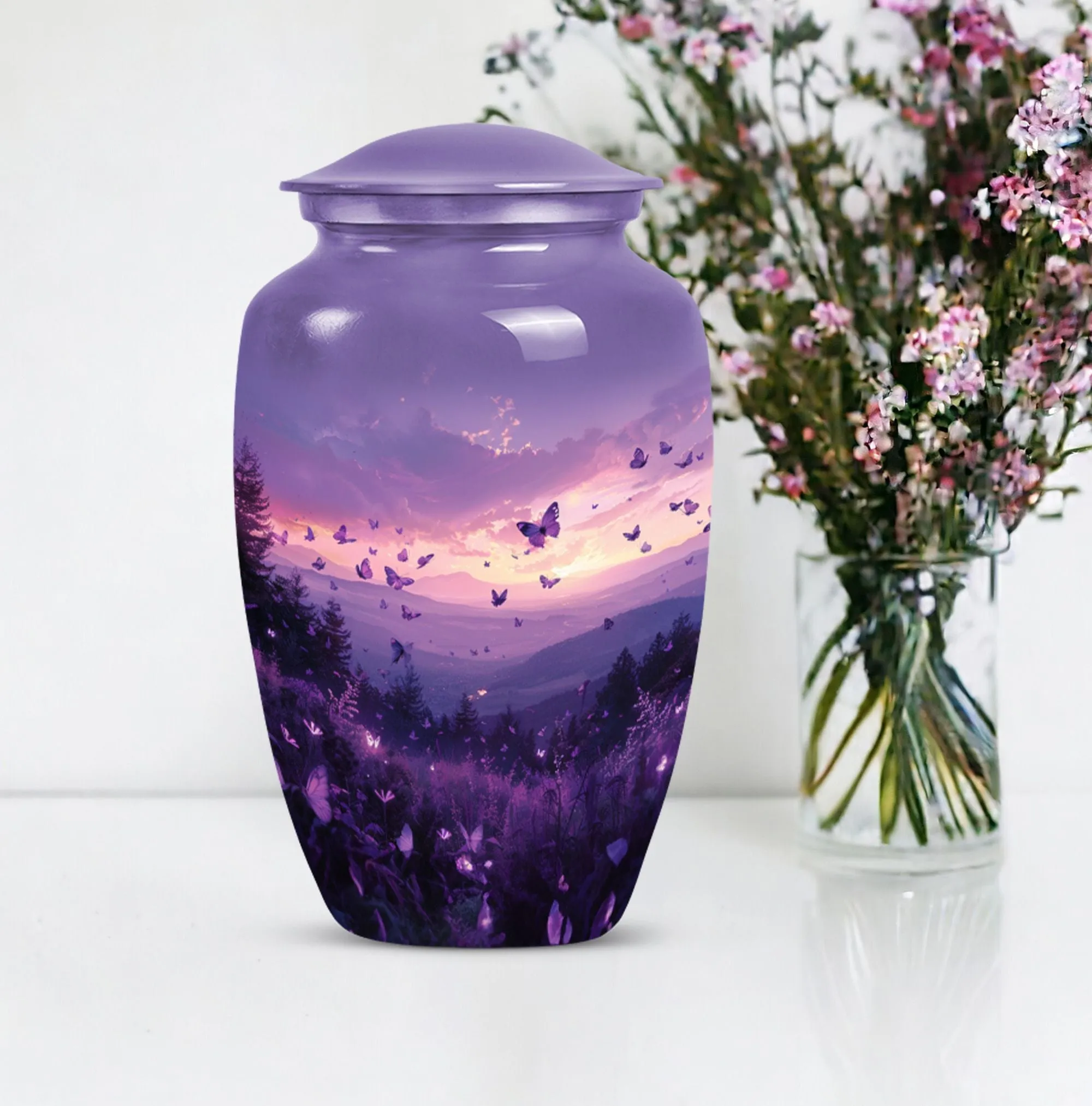 Purple Meadow Memorial: Soul Serenity in a Medium Cremation Urn