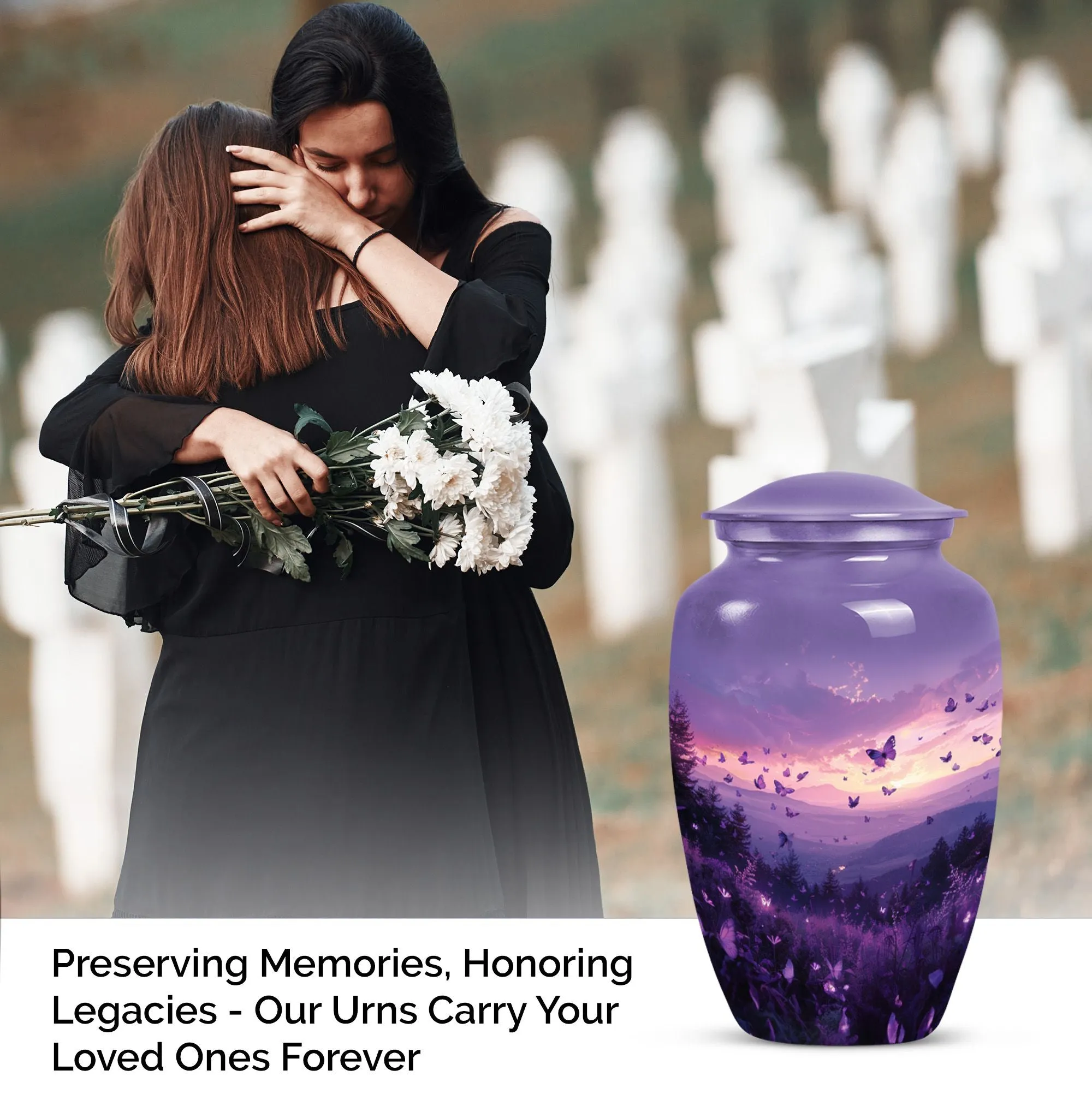 Purple Meadow Memorial: Soul Serenity in a Medium Cremation Urn