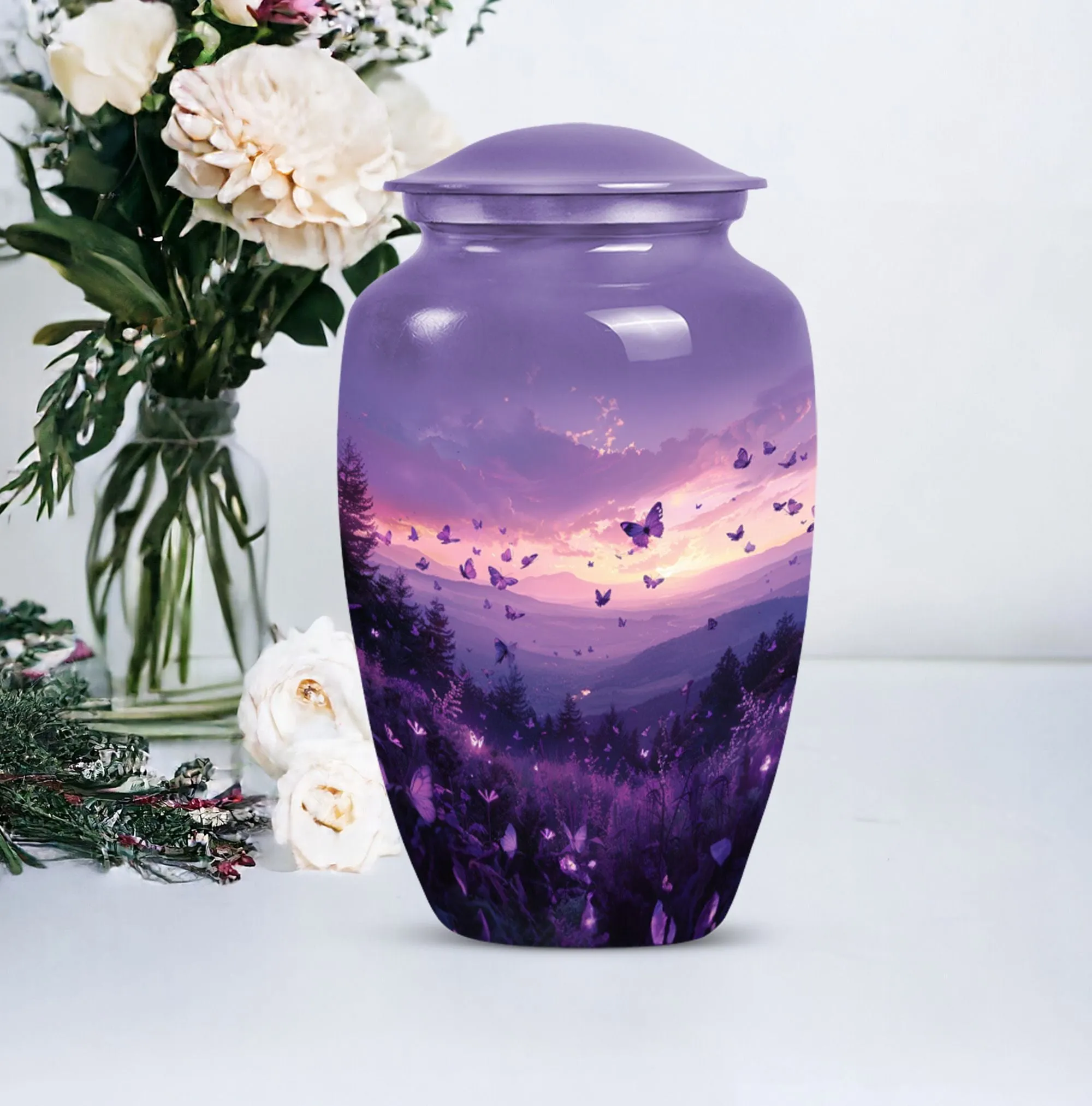 Purple Meadow Memorial: Soul Serenity in a Medium Cremation Urn