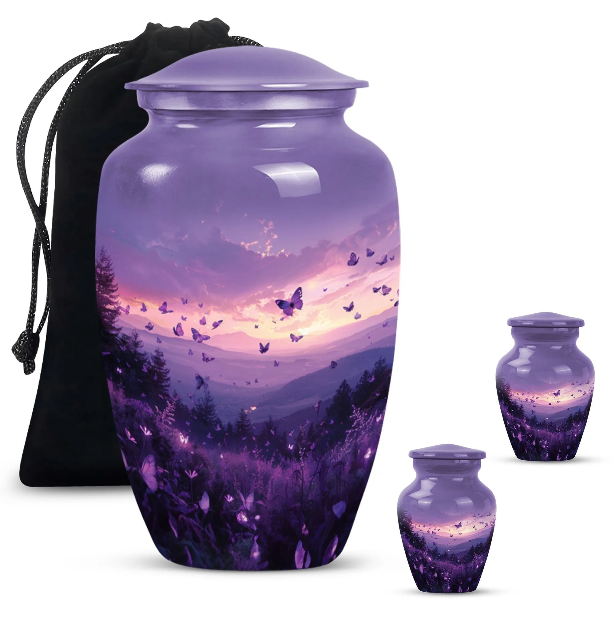 Purple Meadow Memorial: Soul Serenity in a Medium Cremation Urn