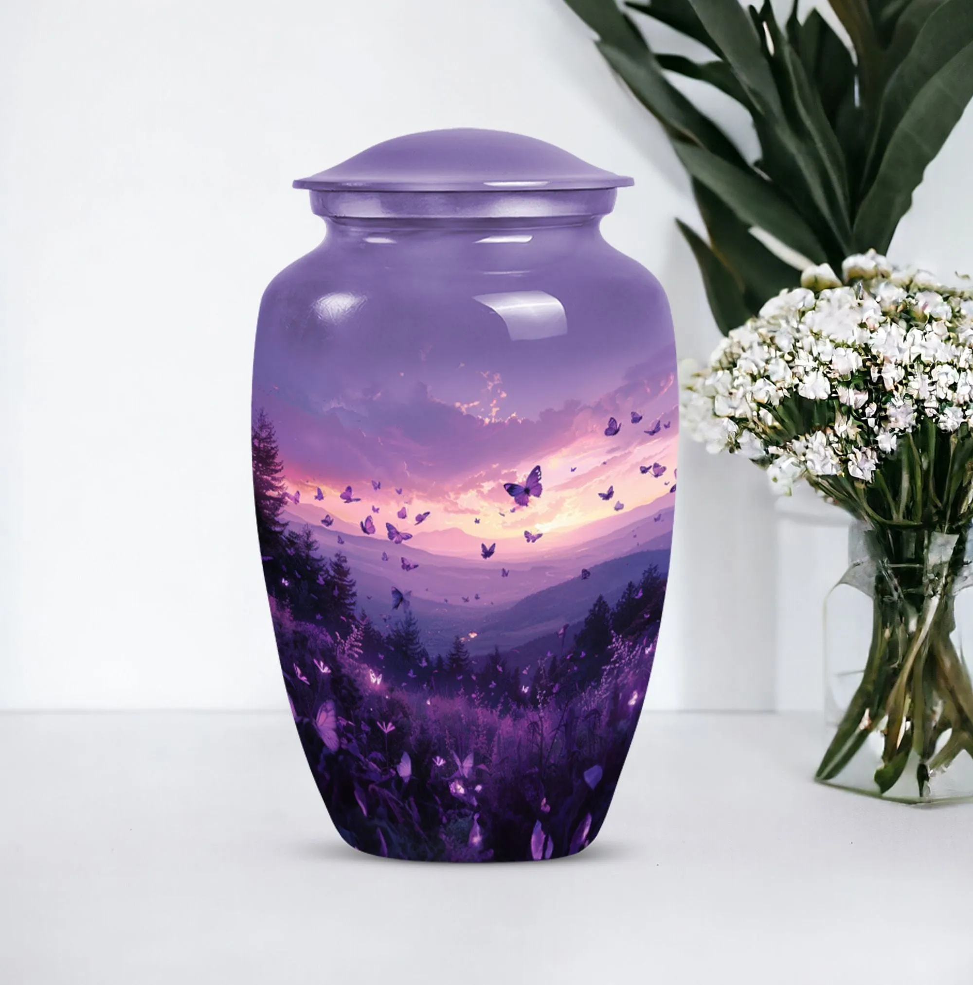Purple Meadow Memorial: Soul Serenity in a Medium Cremation Urn