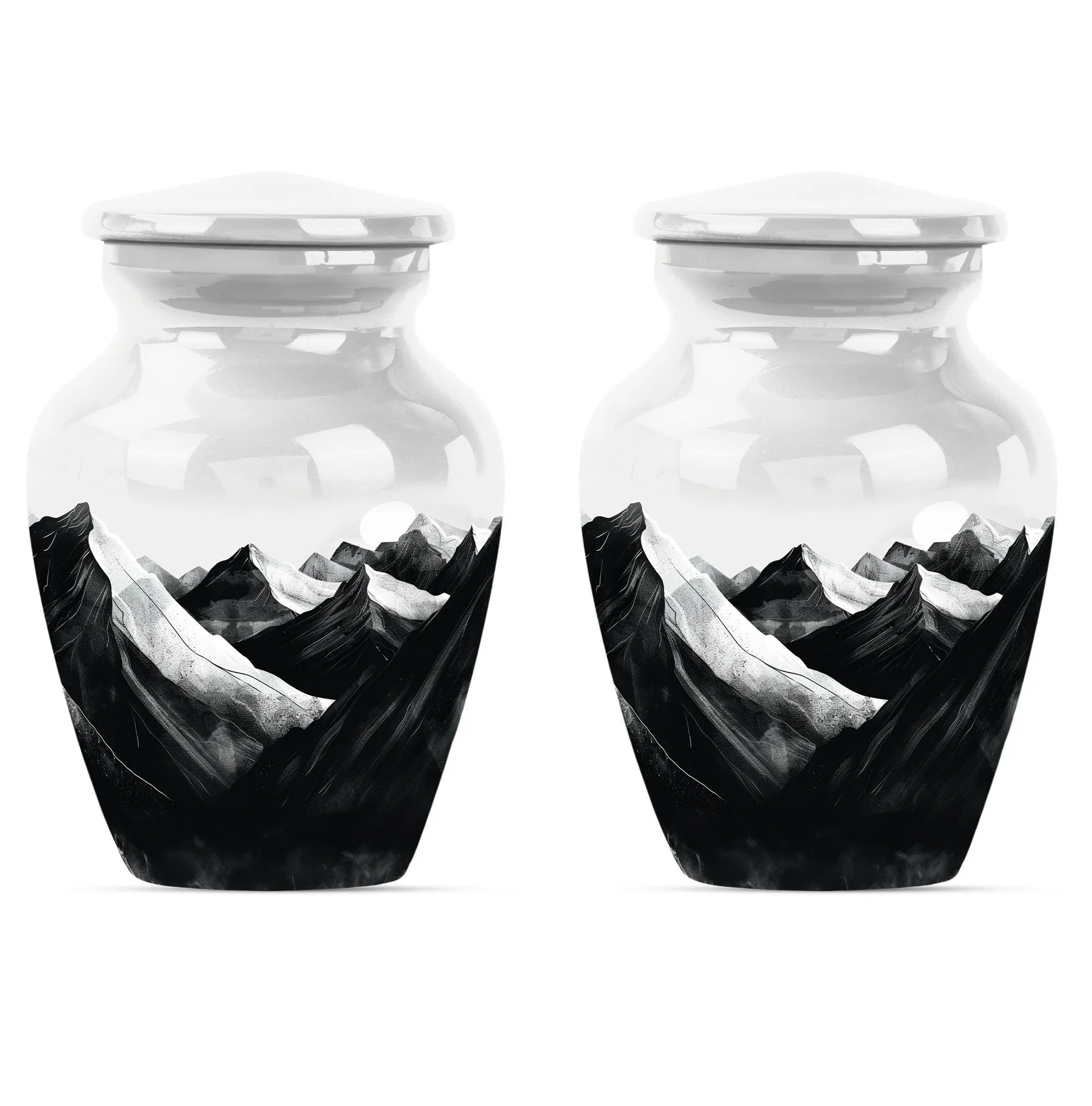 Purple Meadow Tribute: Cremation Urn Reflecting Serene Mountain