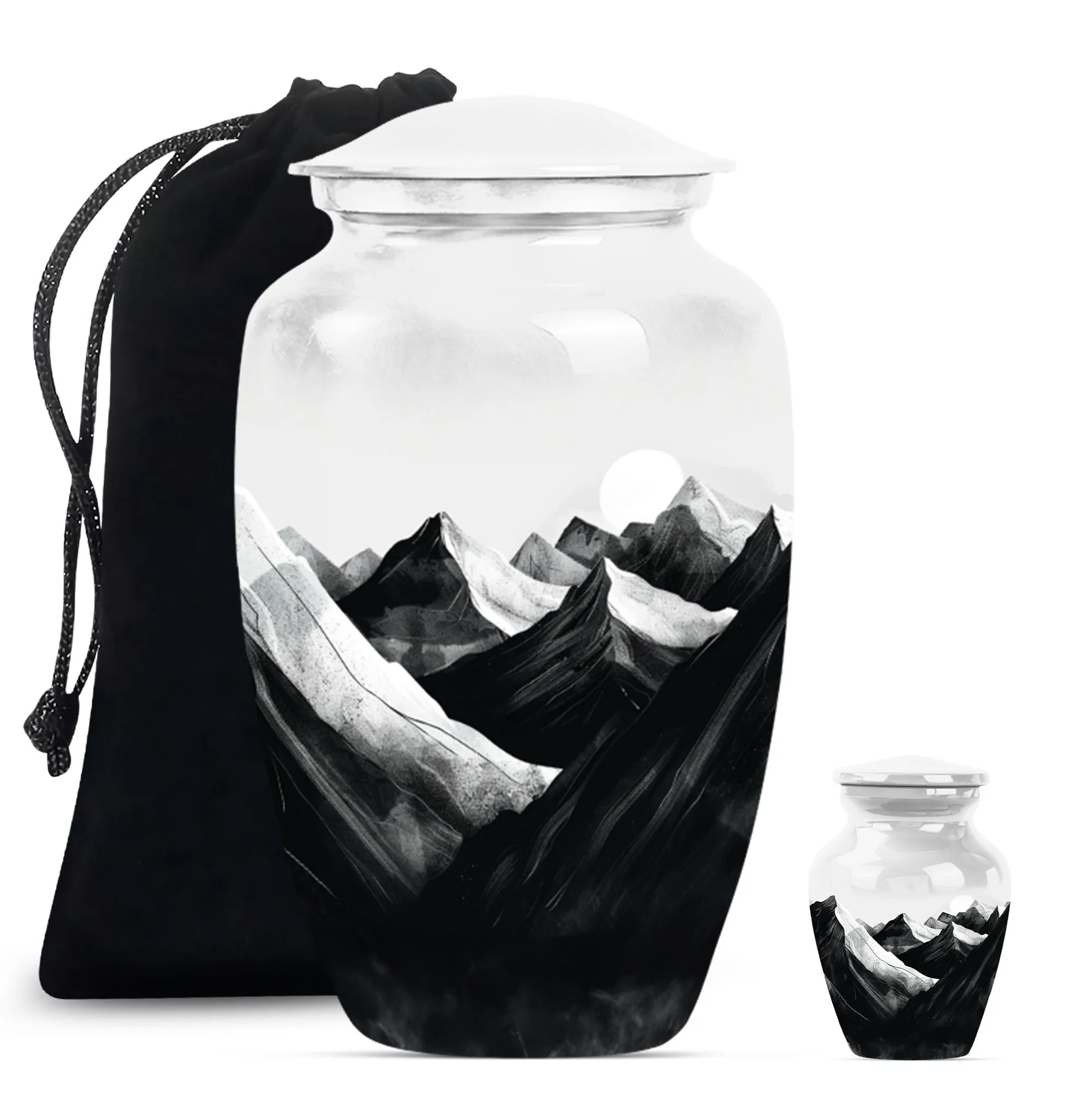 Purple Meadow Tribute: Cremation Urn Reflecting Serene Mountain