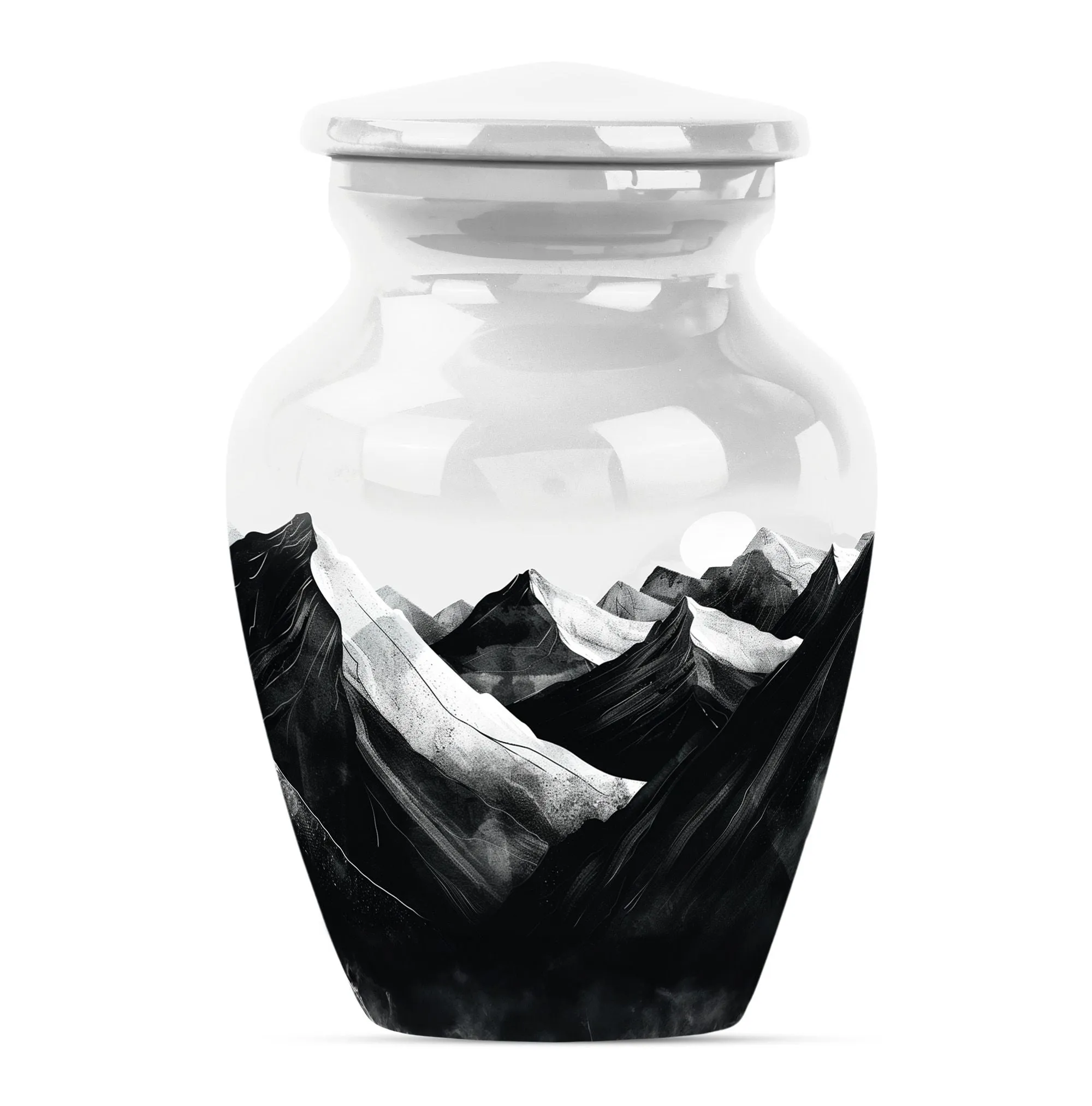 Purple Meadow Tribute: Cremation Urn Reflecting Serene Mountain