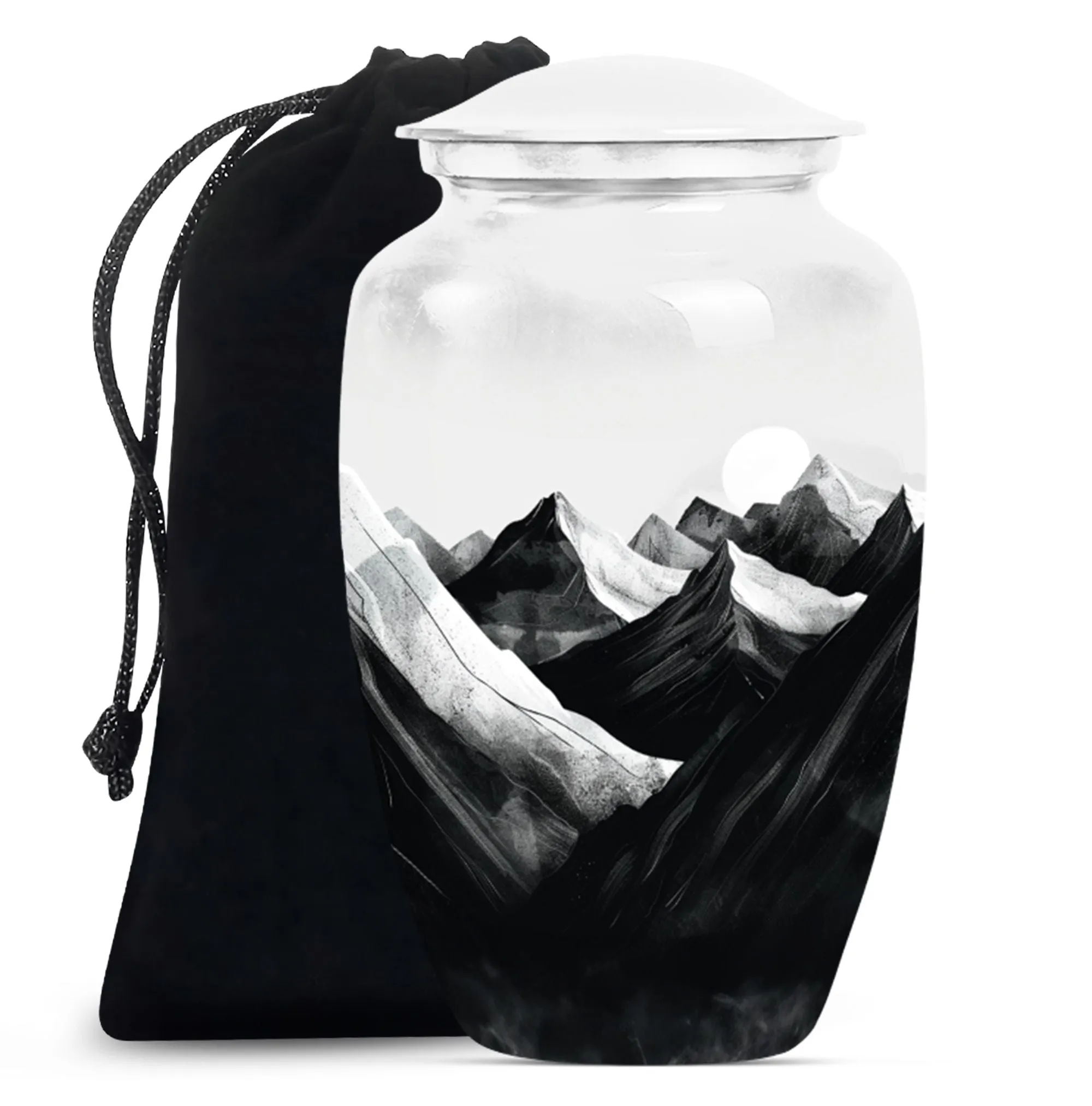 Purple Meadow Tribute: Cremation Urn Reflecting Serene Mountain