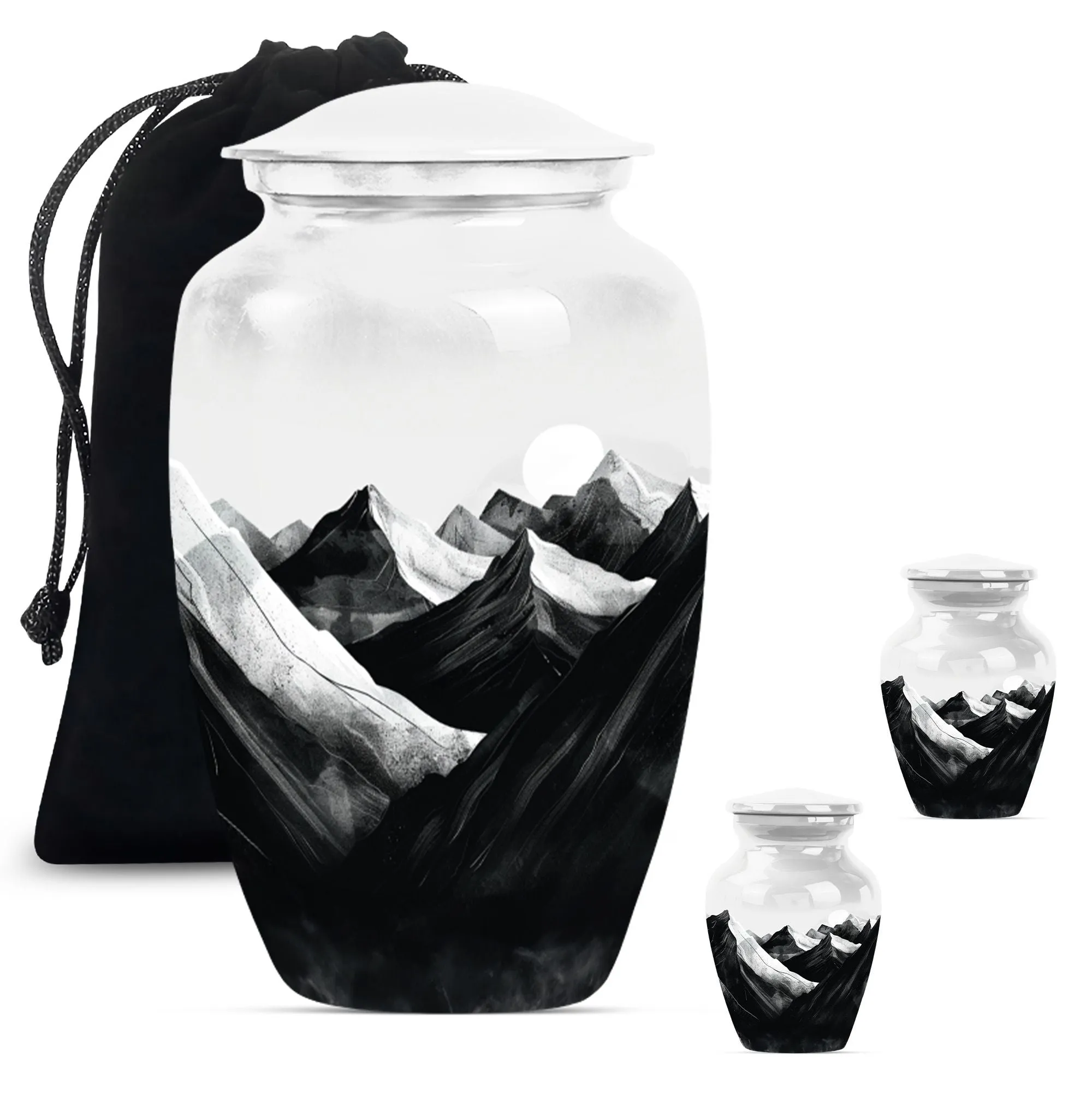 Purple Meadow Tribute: Cremation Urn Reflecting Serene Mountain
