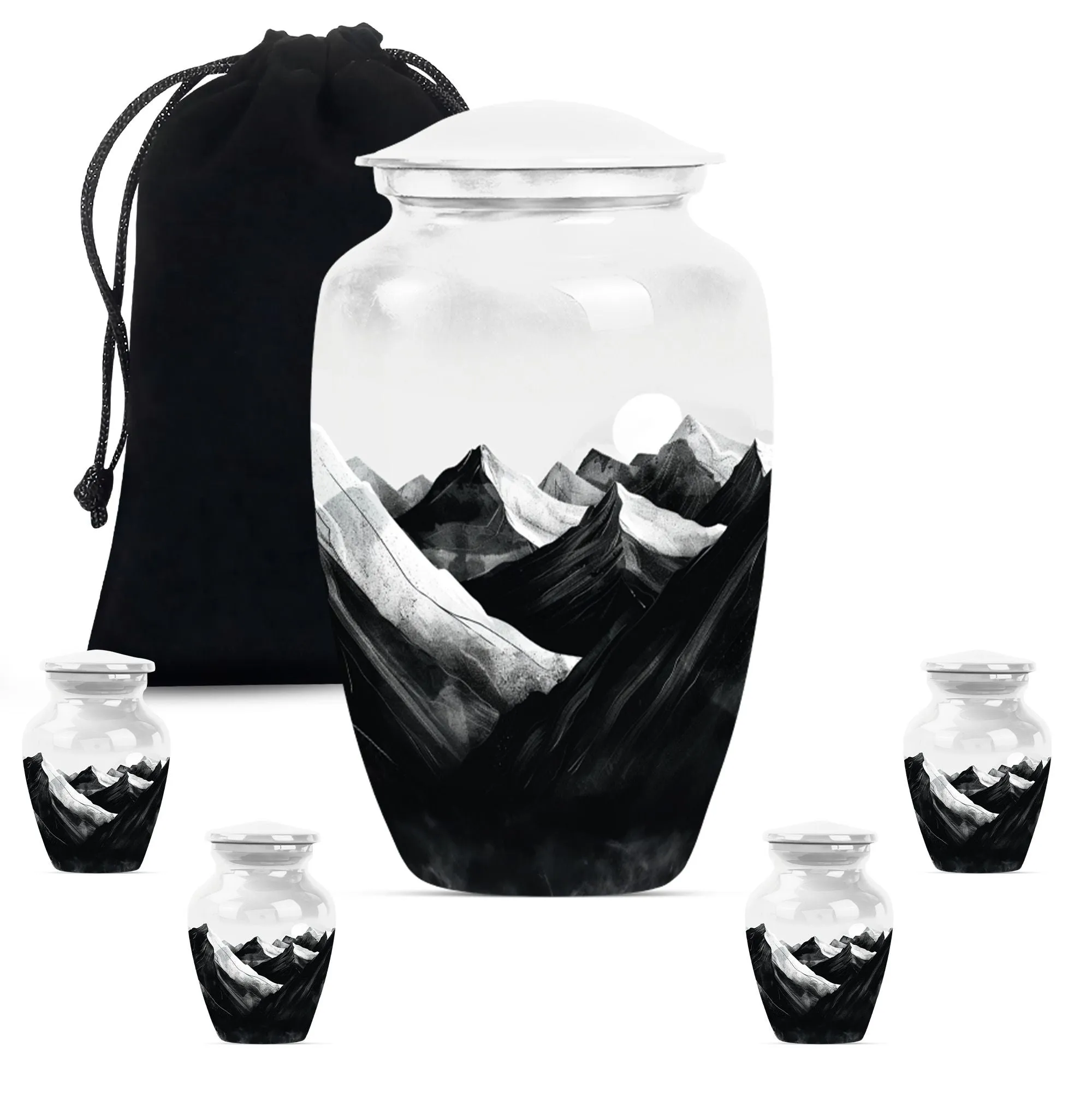 Purple Meadow Tribute: Cremation Urn Reflecting Serene Mountain