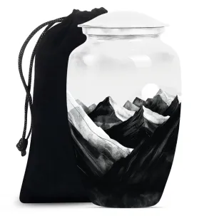 Purple Meadow Tribute: Cremation Urn Reflecting Serene Mountain
