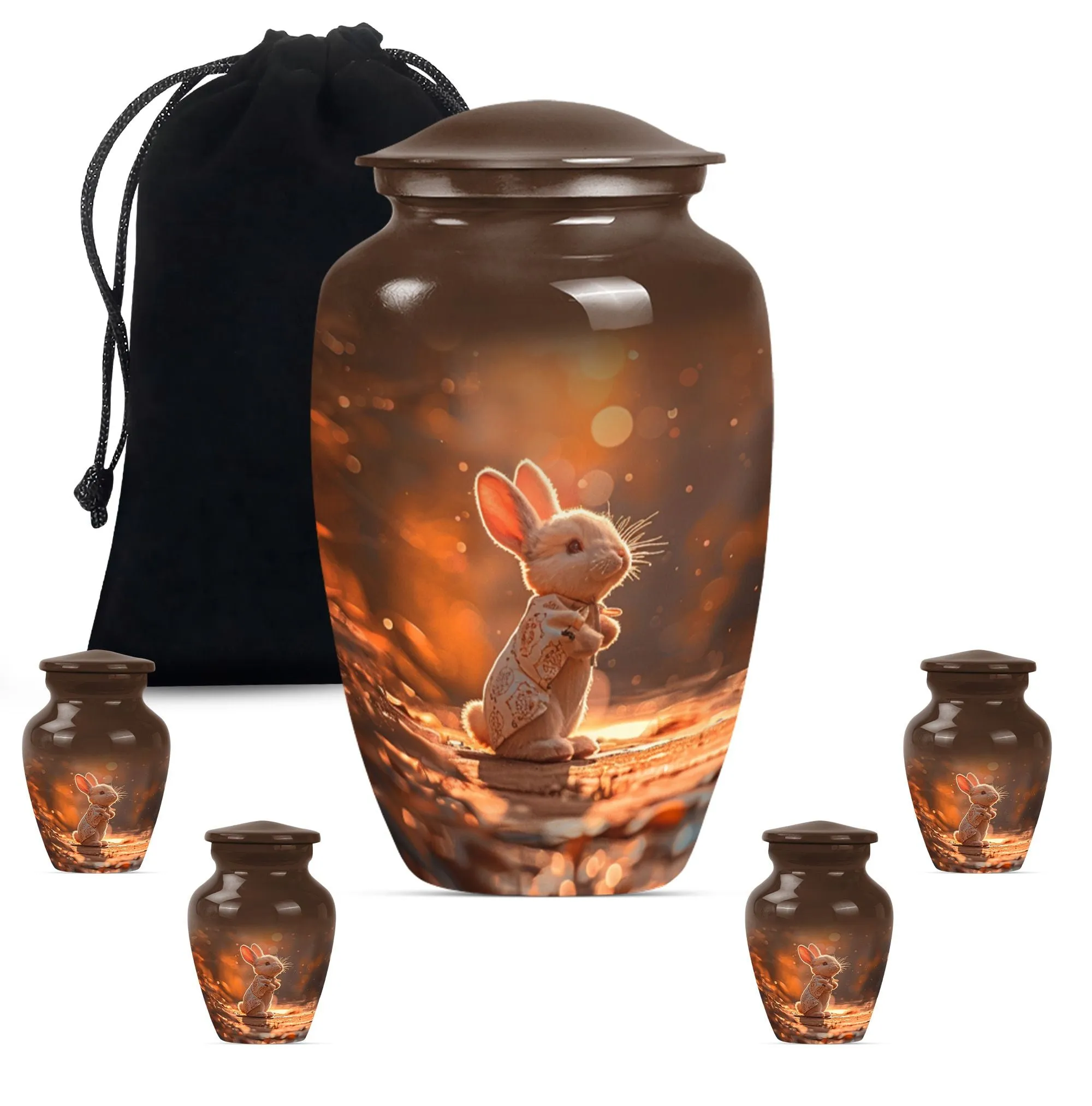 Reverent Remembrance - White Bunny Moon Urn for Cremation