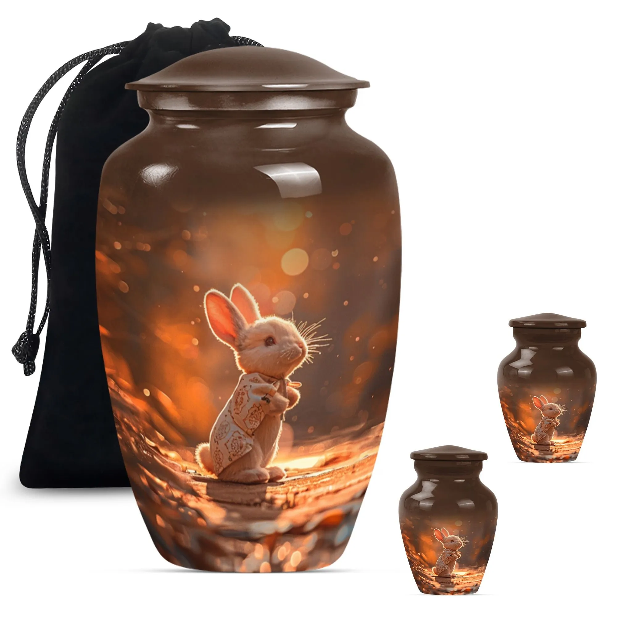 Reverent Remembrance - White Bunny Moon Urn for Cremation