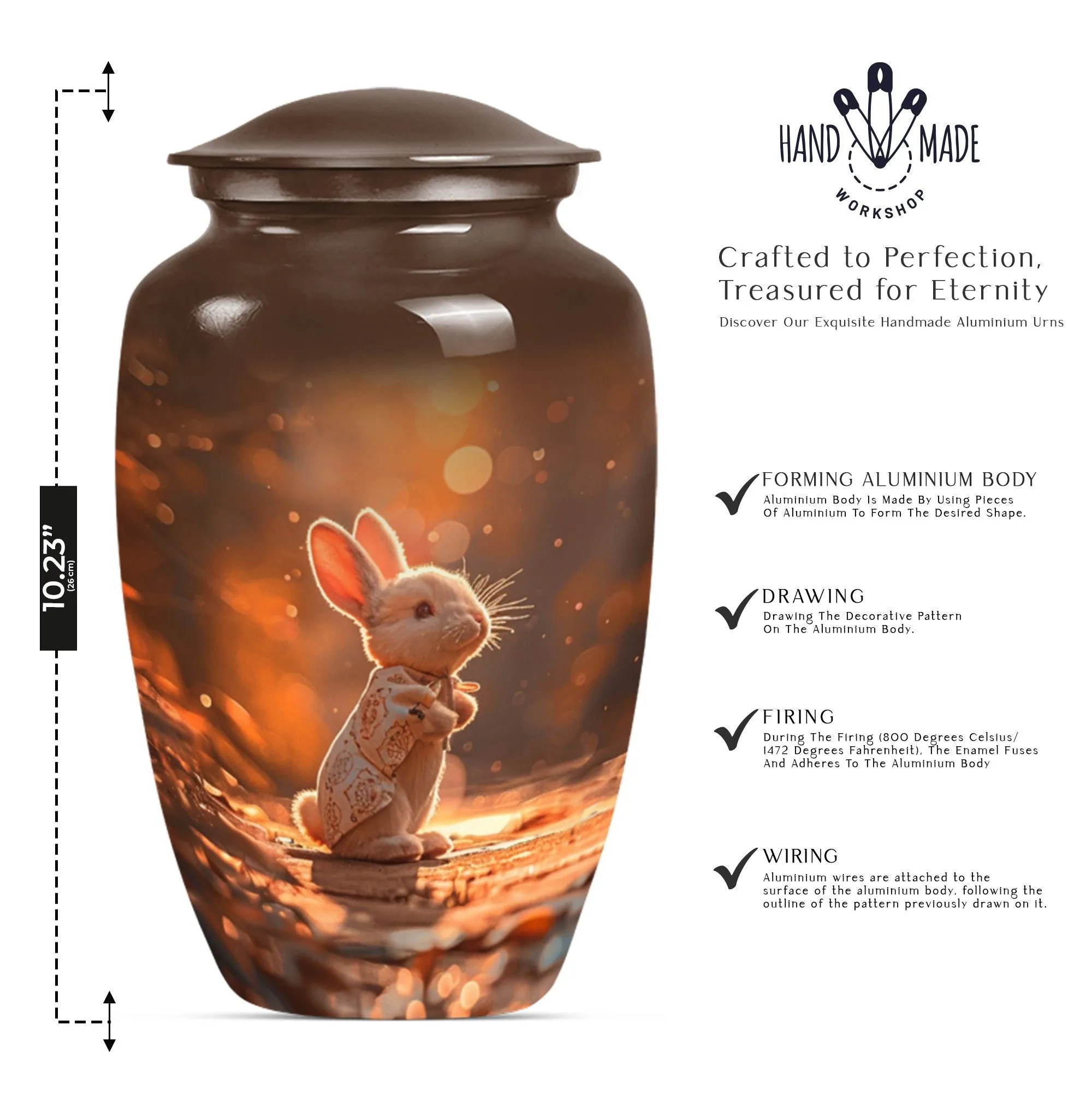 Reverent Remembrance - White Bunny Moon Urn for Cremation
