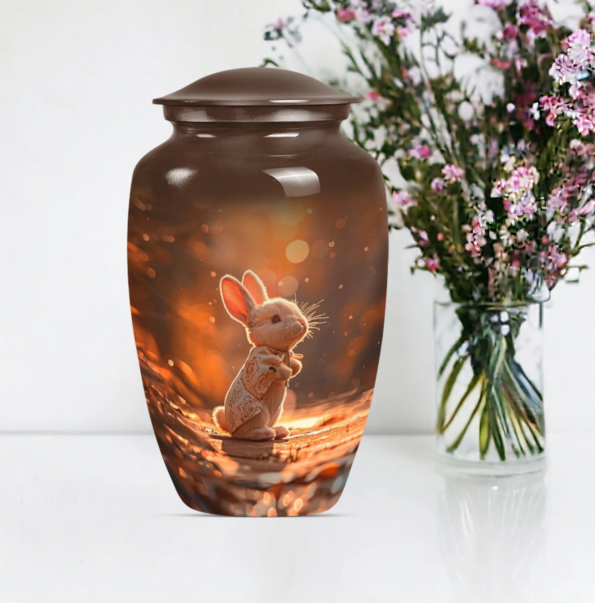 Reverent Remembrance - White Bunny Moon Urn for Cremation