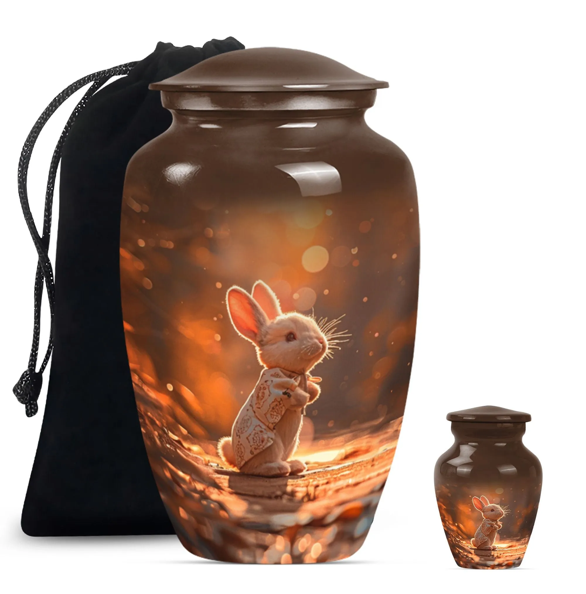 Reverent Remembrance - White Bunny Moon Urn for Cremation