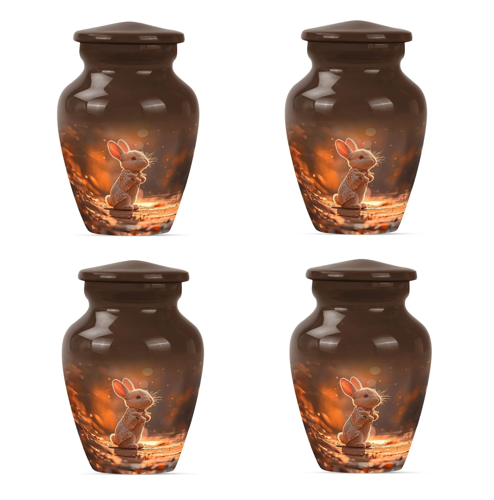 Reverent Remembrance - White Bunny Moon Urn for Cremation