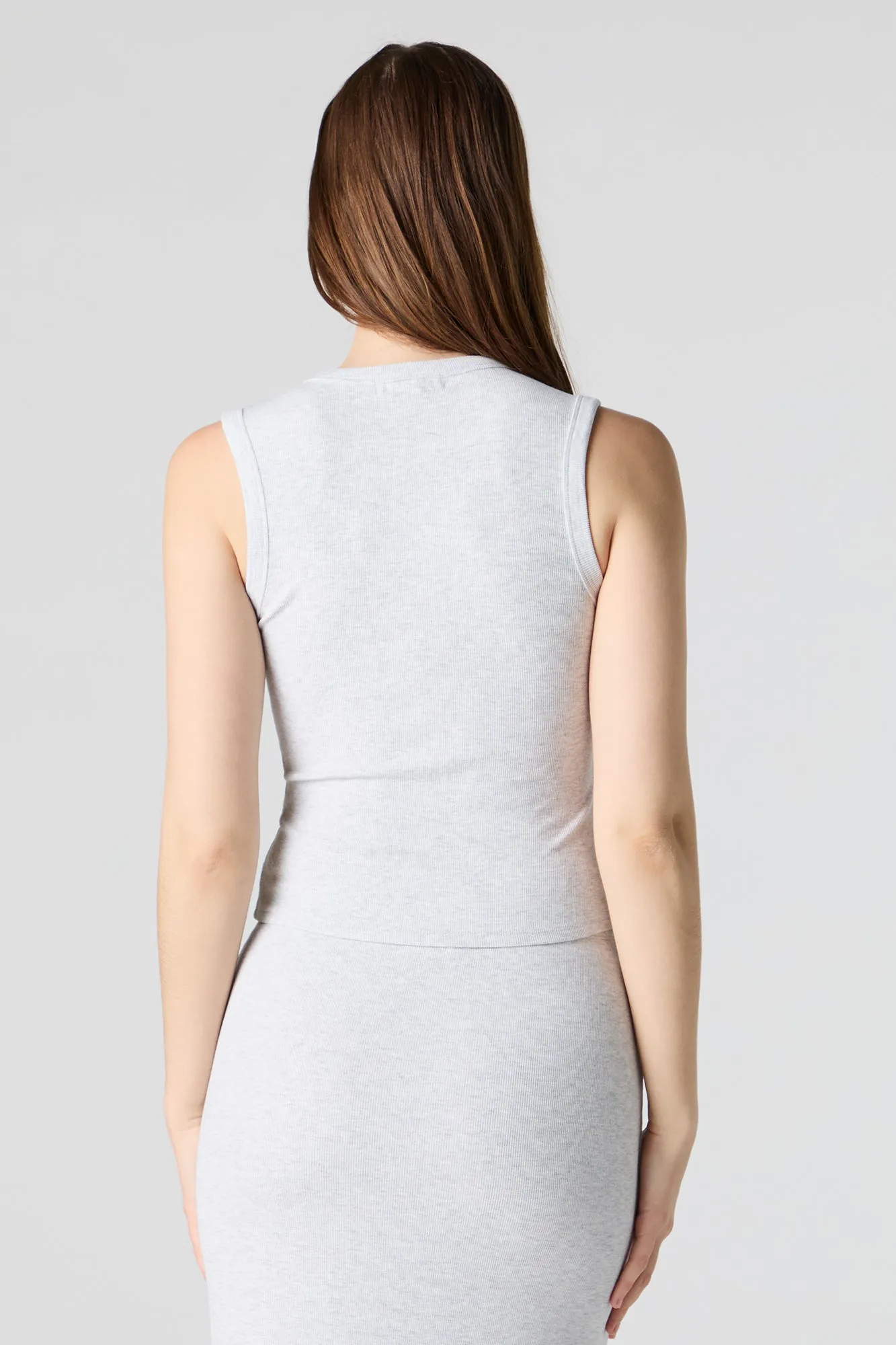 Ribbed Button-Up Vest Top