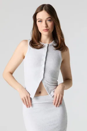 Ribbed Button-Up Vest Top