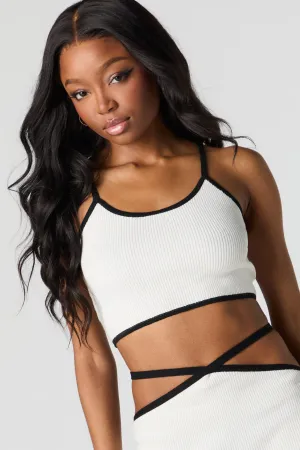Ribbed Knit Contrast Cropped Tank
