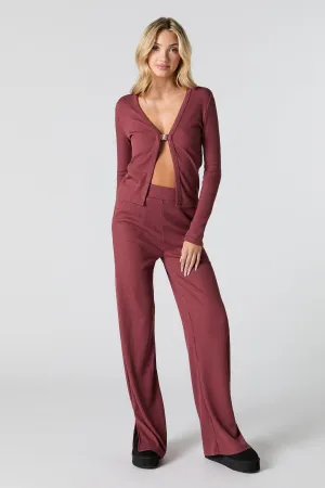 Ribbed Knit Wide Leg Pant
