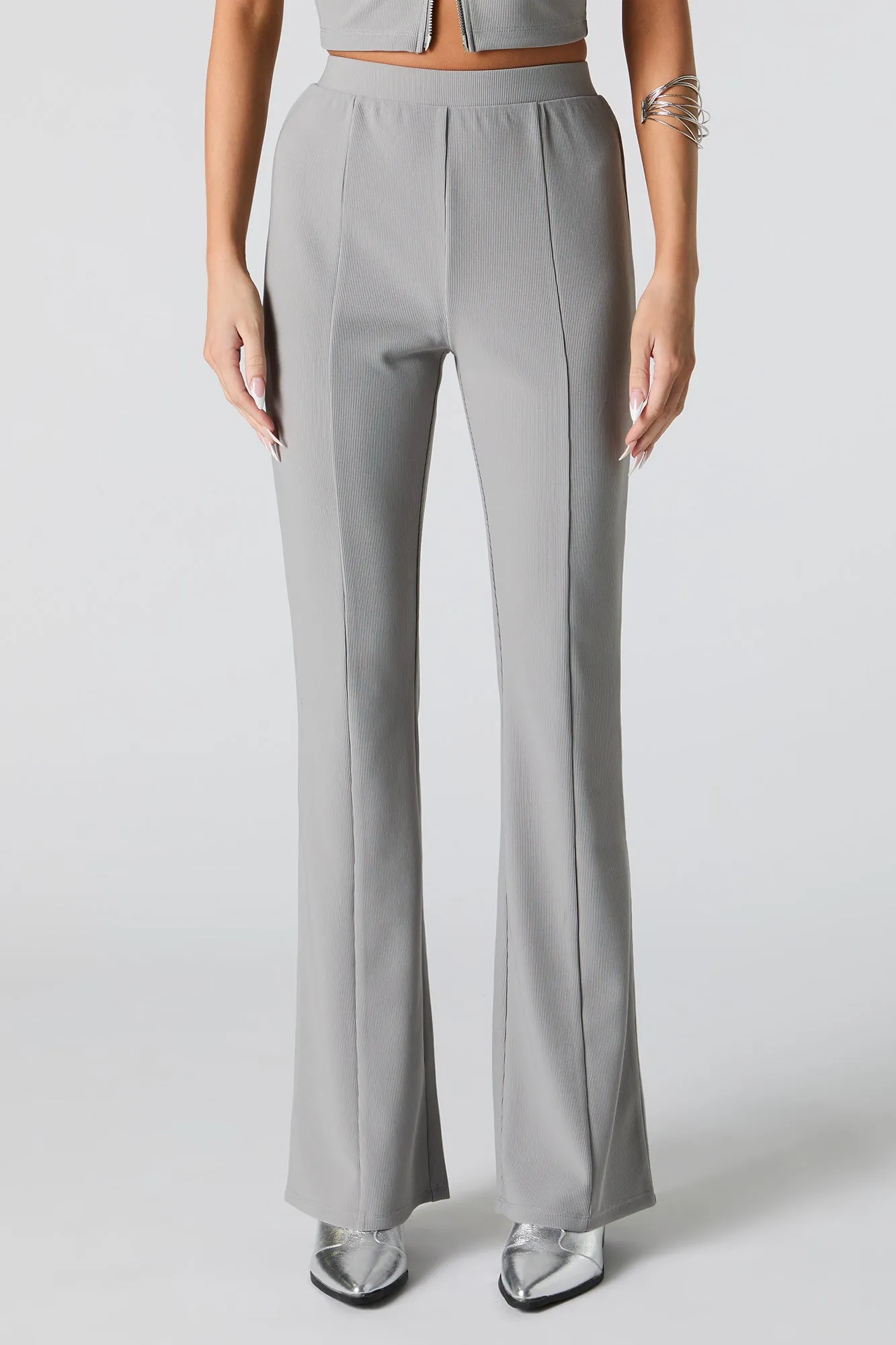Ribbed Pintuck Flare Pant