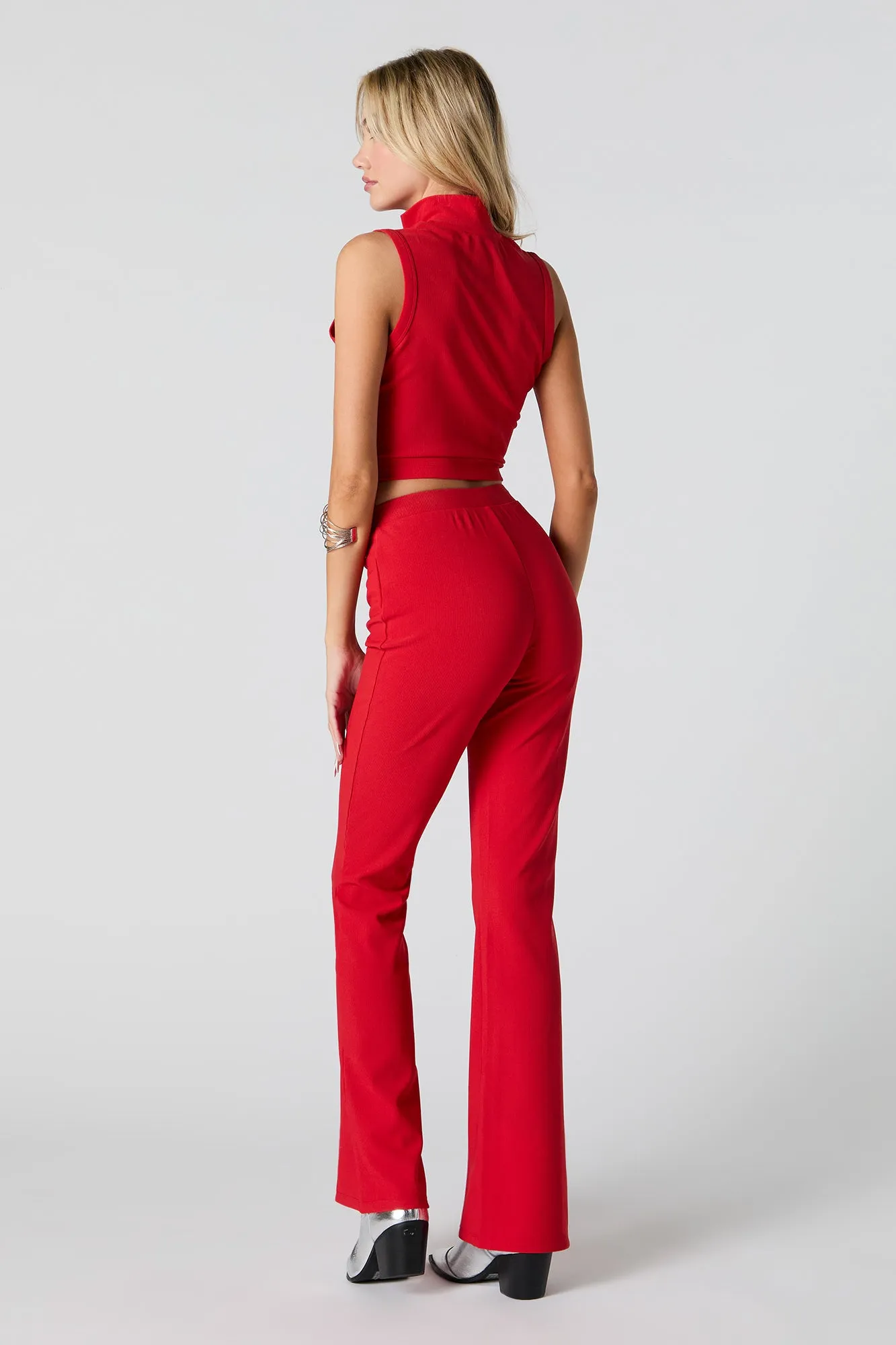 Ribbed Pintuck Flare Pant
