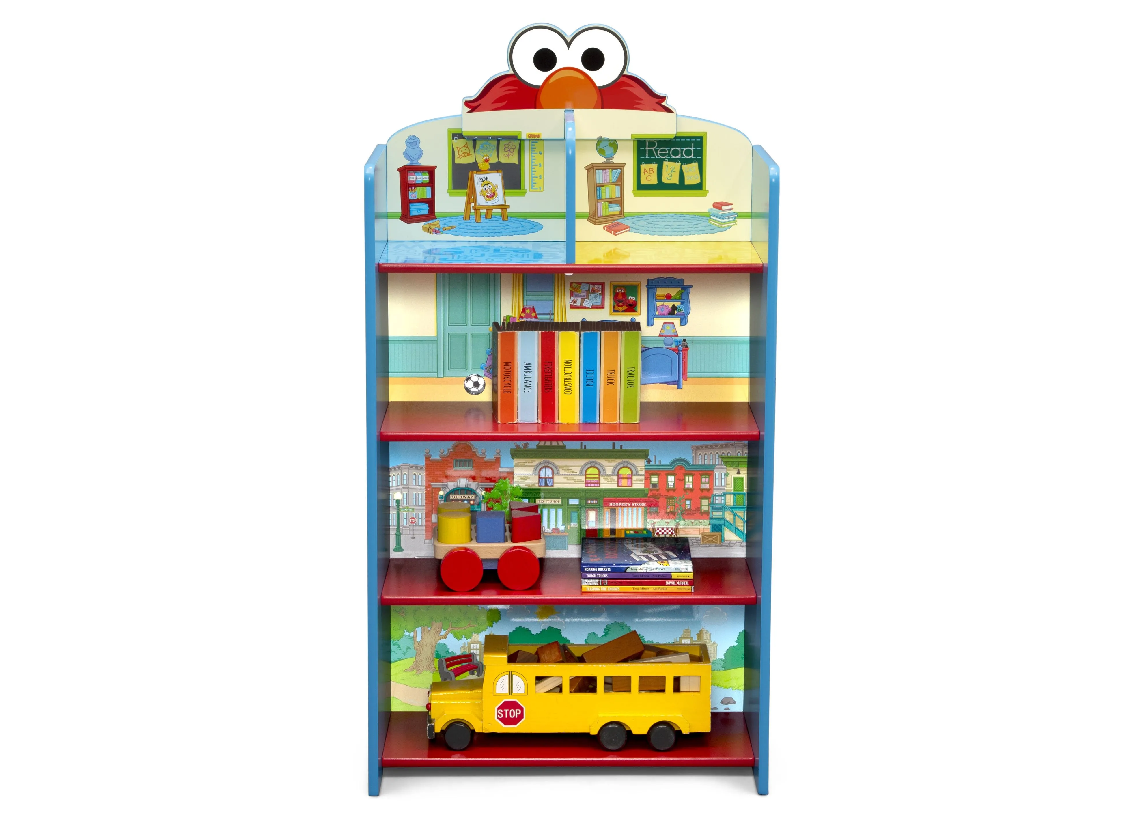 Sesame Street Wooden Playhouse 4-Shelf Bookcase