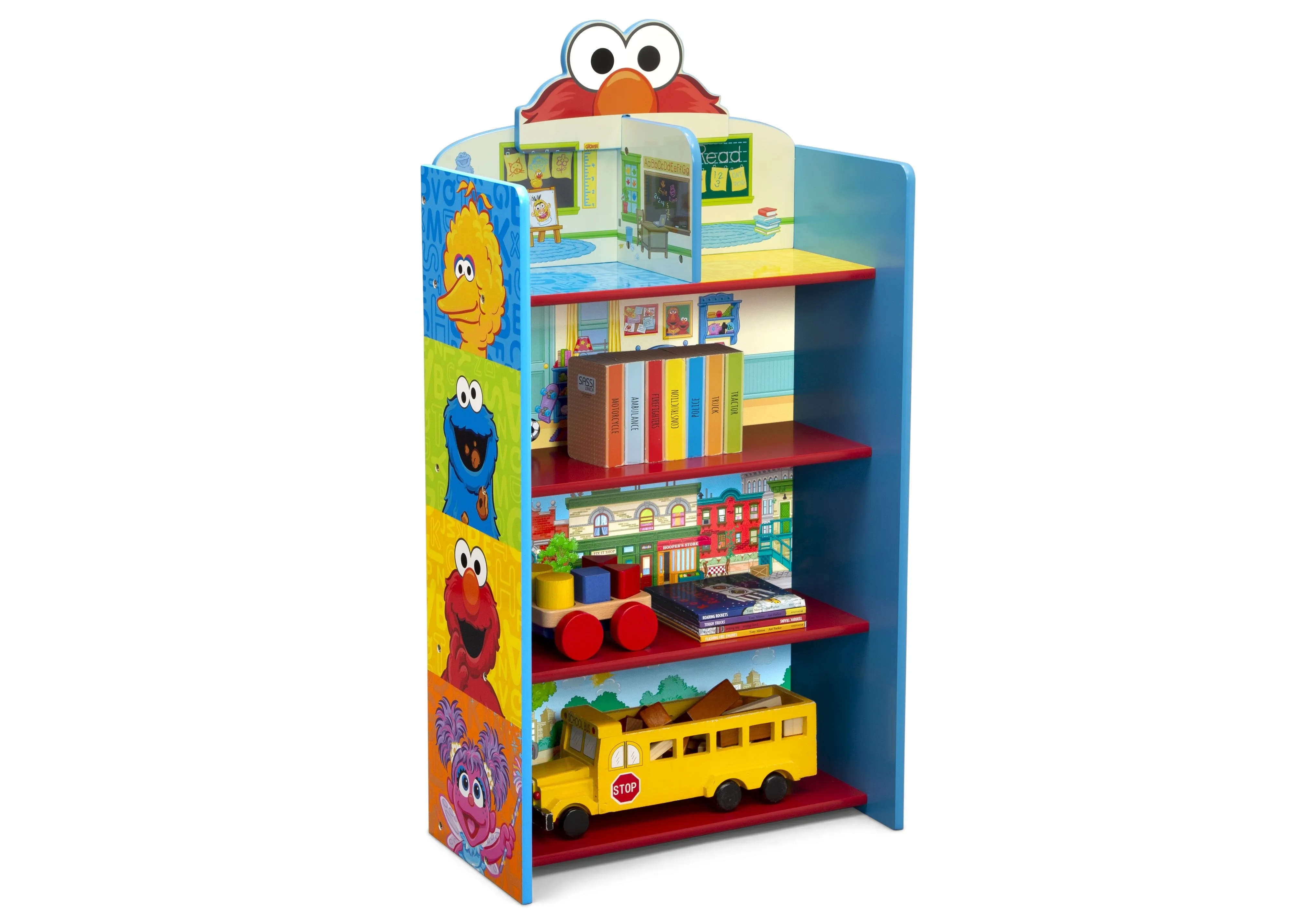 Sesame Street Wooden Playhouse 4-Shelf Bookcase