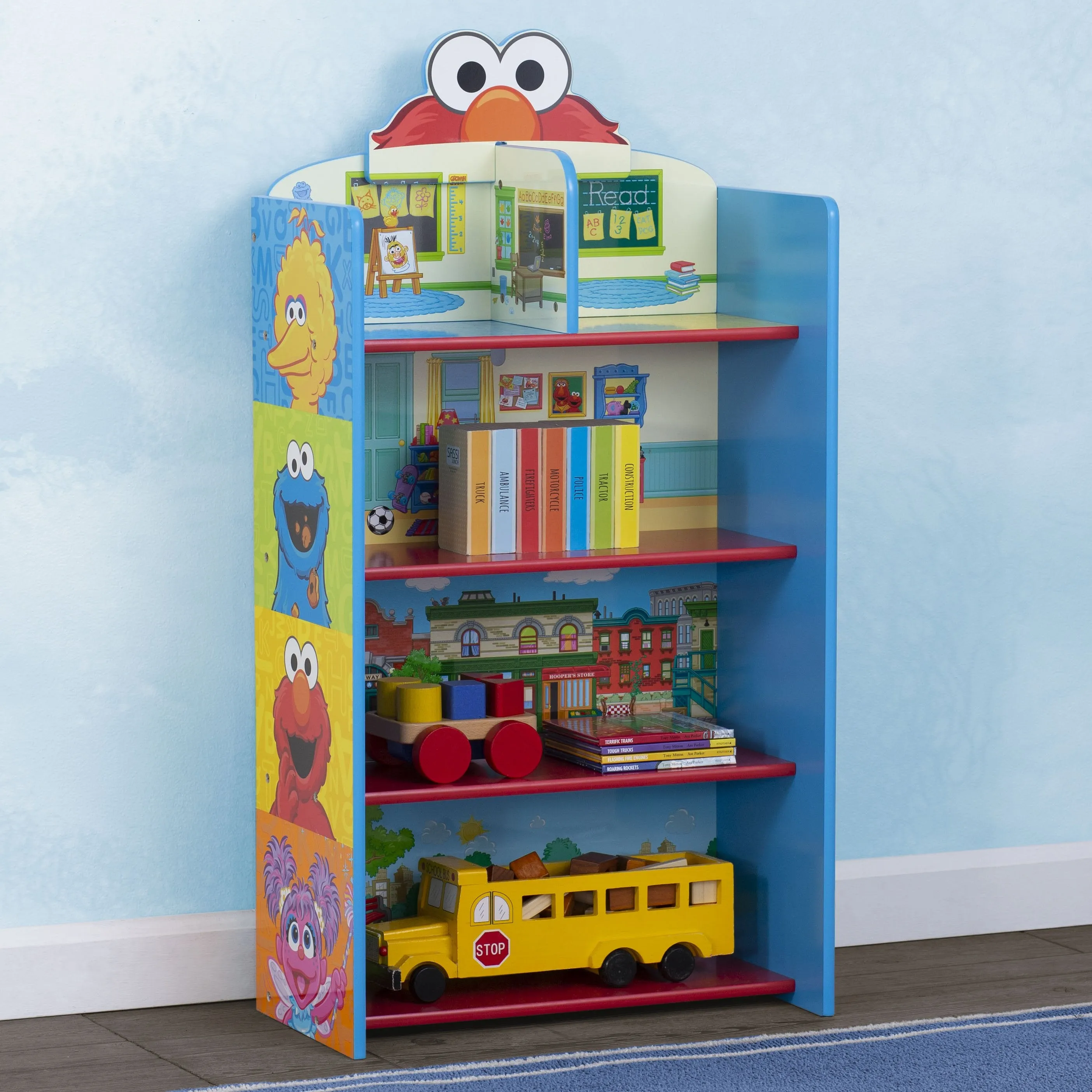 Sesame Street Wooden Playhouse 4-Shelf Bookcase