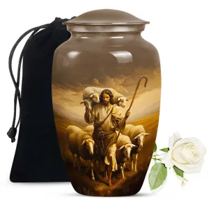 Shepherd Keepsake: Stately Sizeable Memorial Urn For Ashes