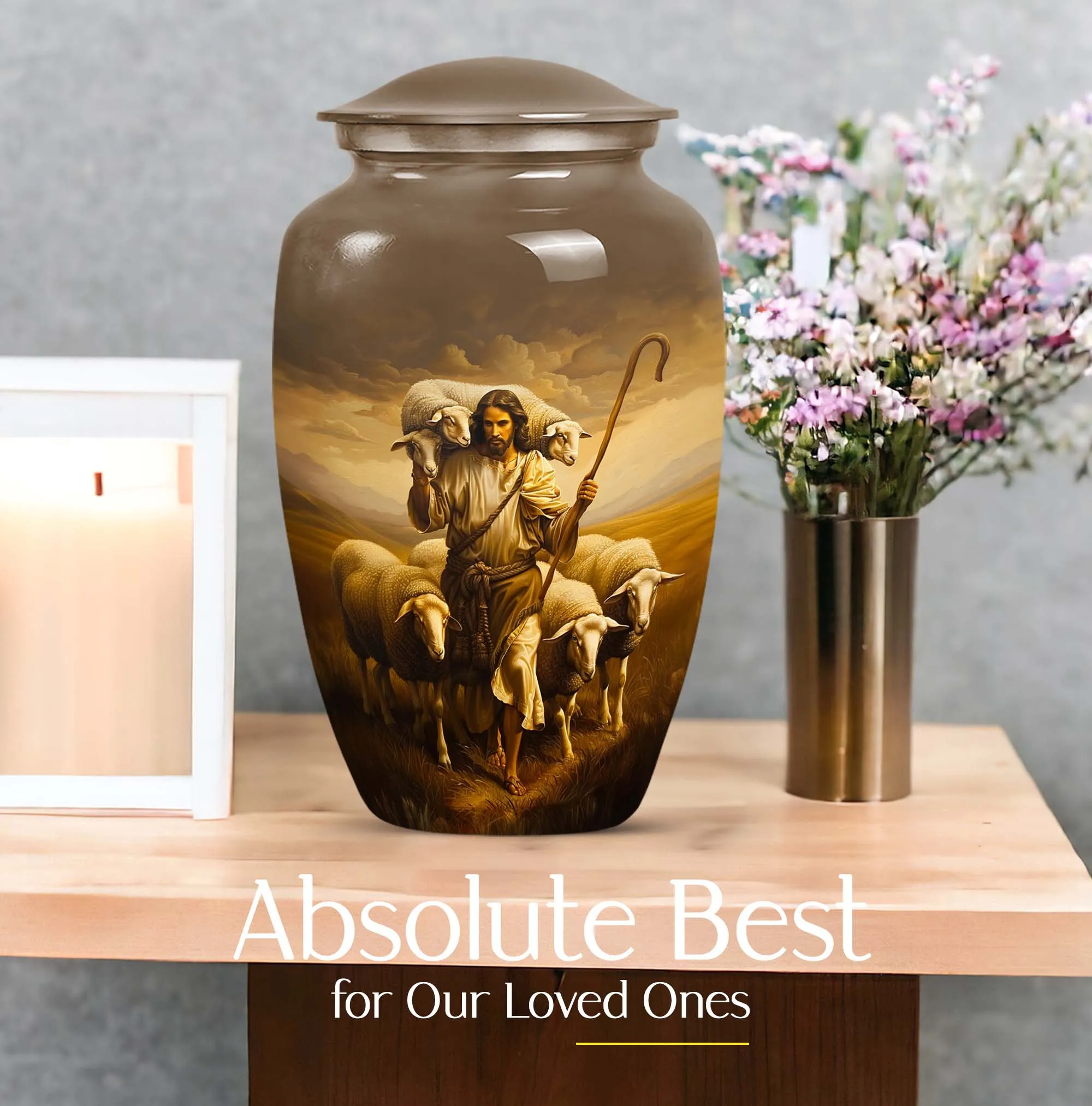 Shepherd Keepsake: Stately Sizeable Memorial Urn For Ashes