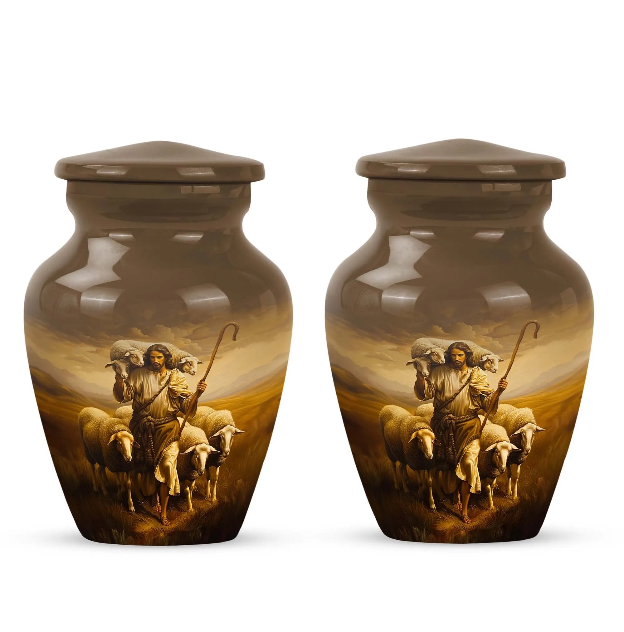 Shepherd Keepsake: Stately Sizeable Memorial Urn For Ashes