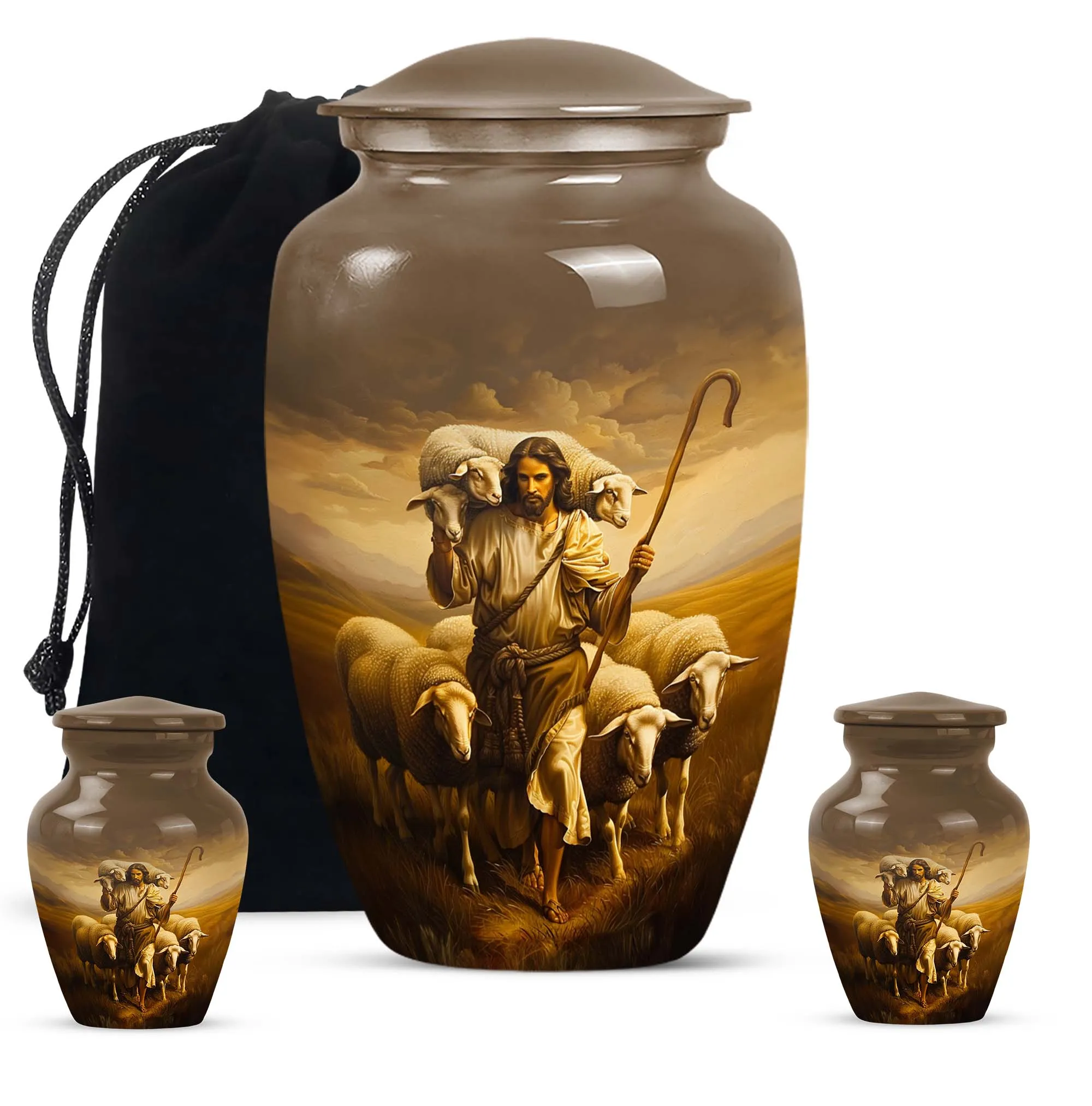 Shepherd Keepsake: Stately Sizeable Memorial Urn For Ashes