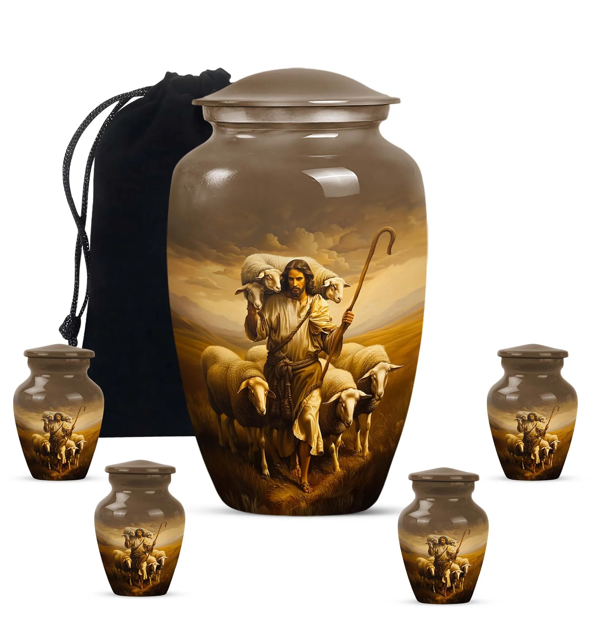 Shepherd Keepsake: Stately Sizeable Memorial Urn For Ashes