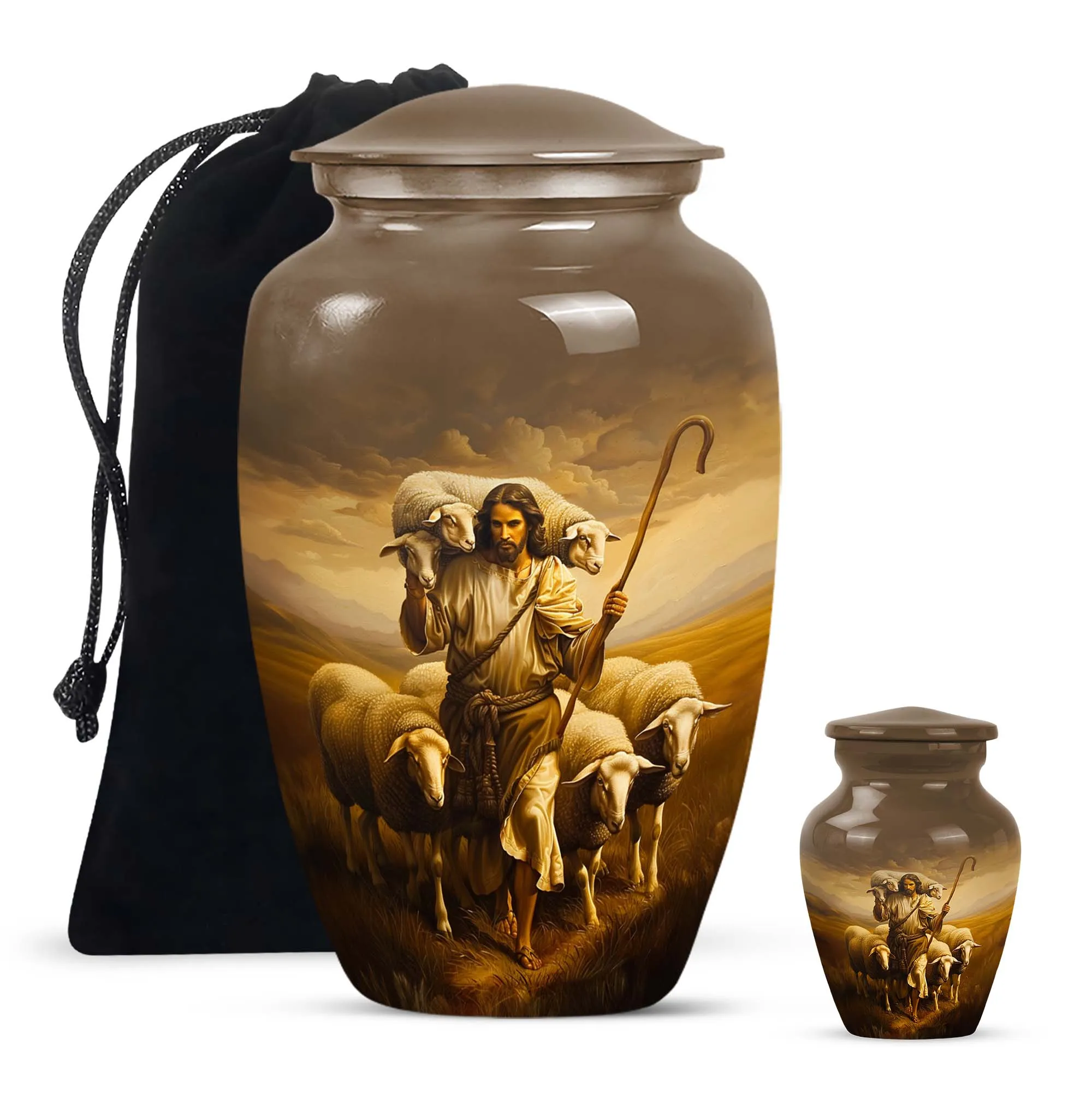 Shepherd Keepsake: Stately Sizeable Memorial Urn For Ashes