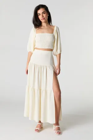 Side Slit Tiered Maxi Skirt
