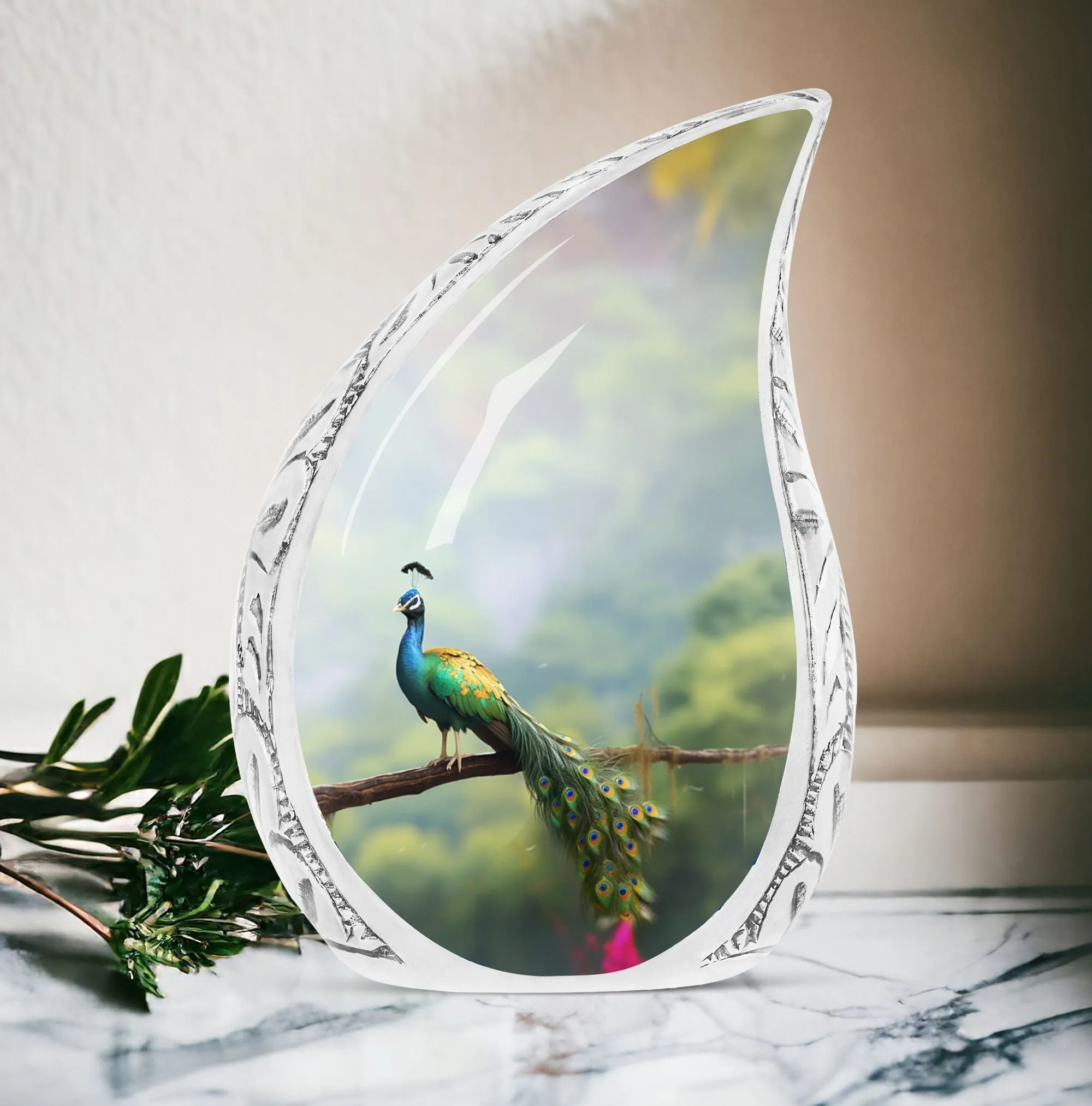 Sincere Farewell: Elegantly Crafted Peacock Urn for Adult Ashes