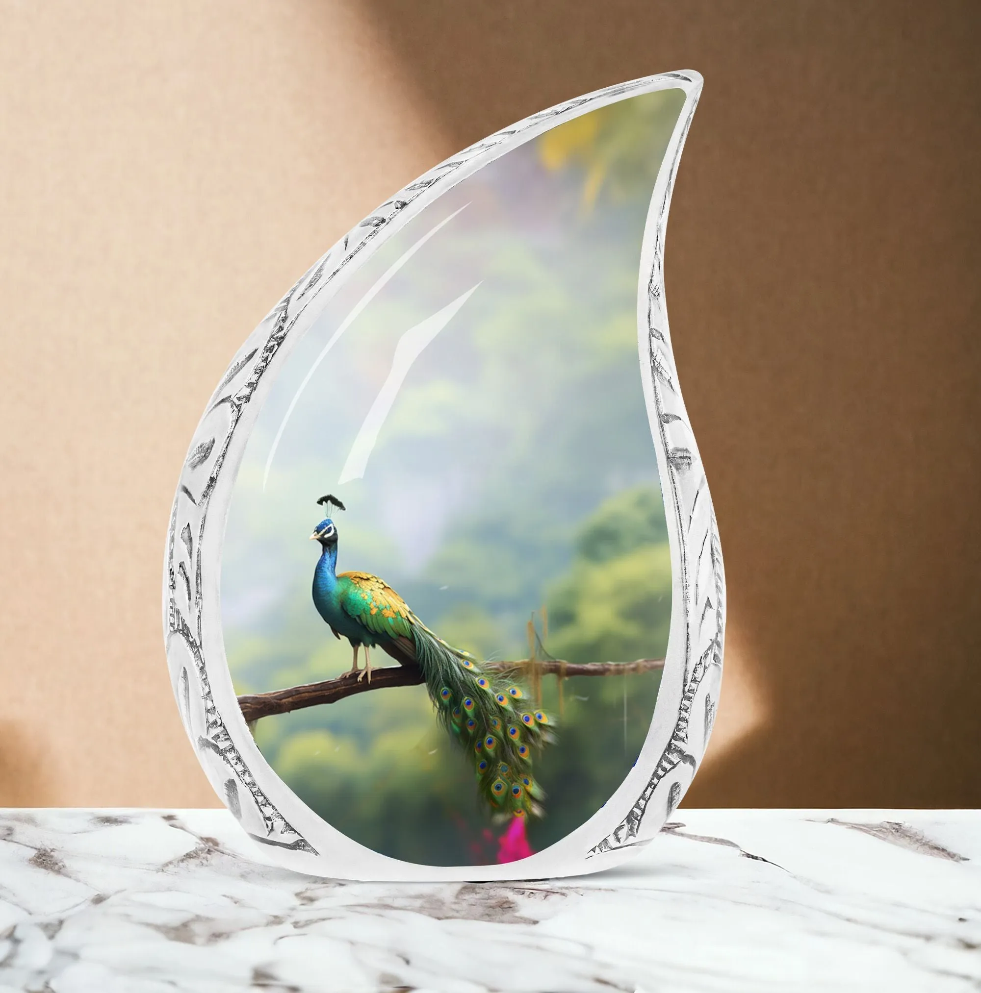Sincere Farewell: Elegantly Crafted Peacock Urn for Adult Ashes