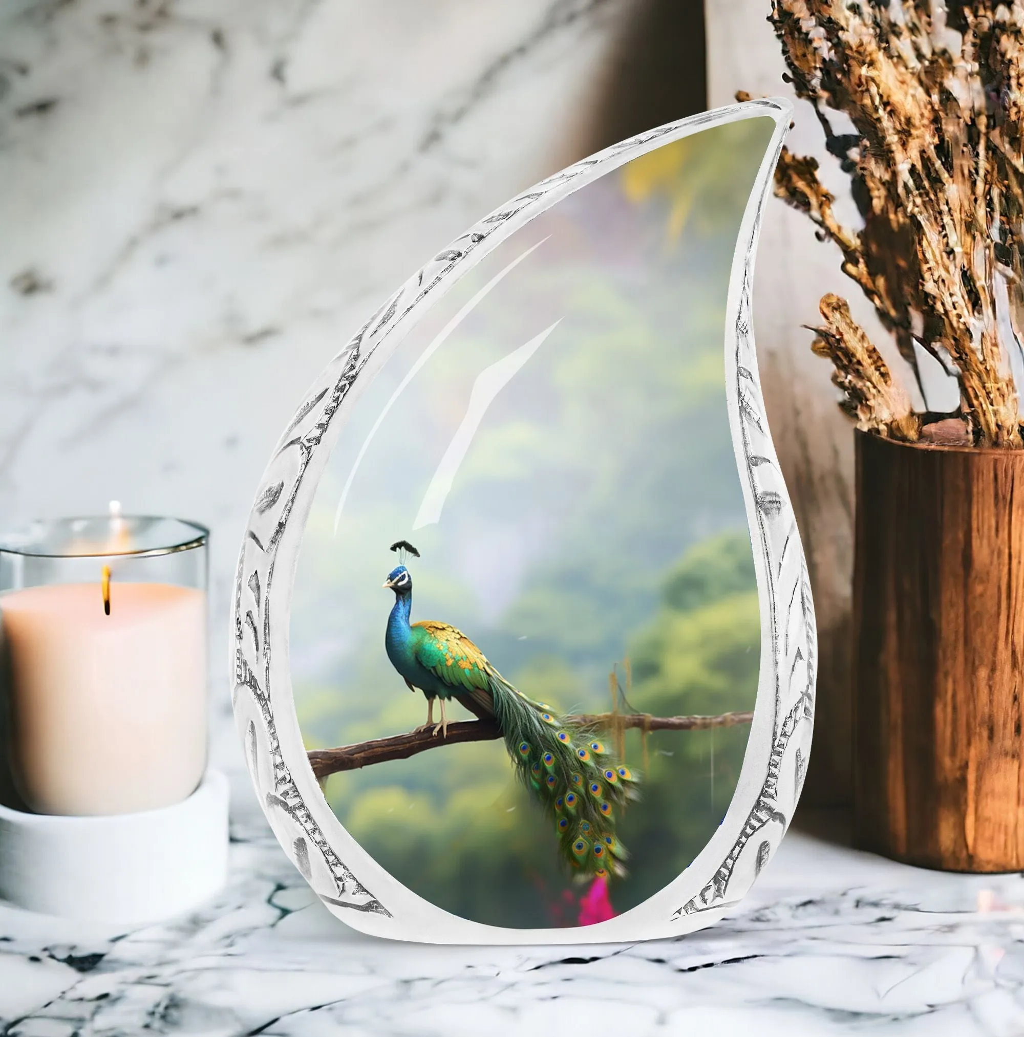 Sincere Farewell: Elegantly Crafted Peacock Urn for Adult Ashes