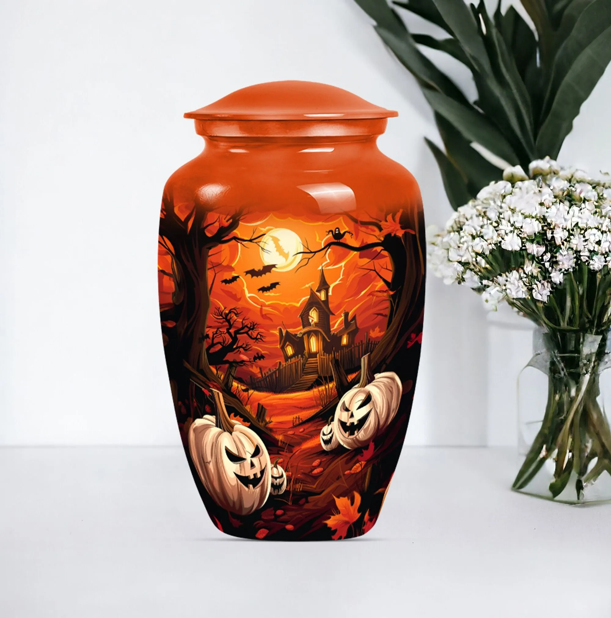 Solemn Halloween Tribute - Cremation Urn for Lasting Remembrance