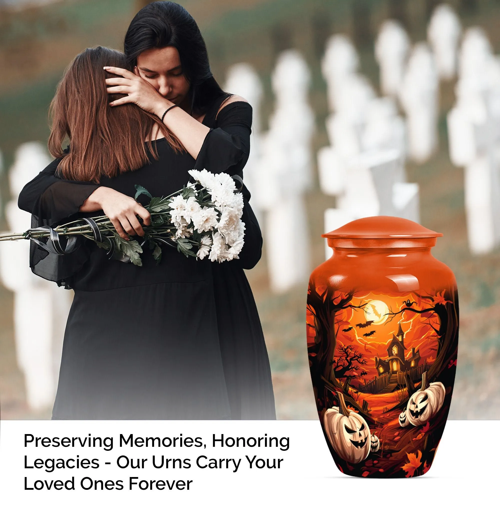 Solemn Halloween Tribute - Cremation Urn for Lasting Remembrance