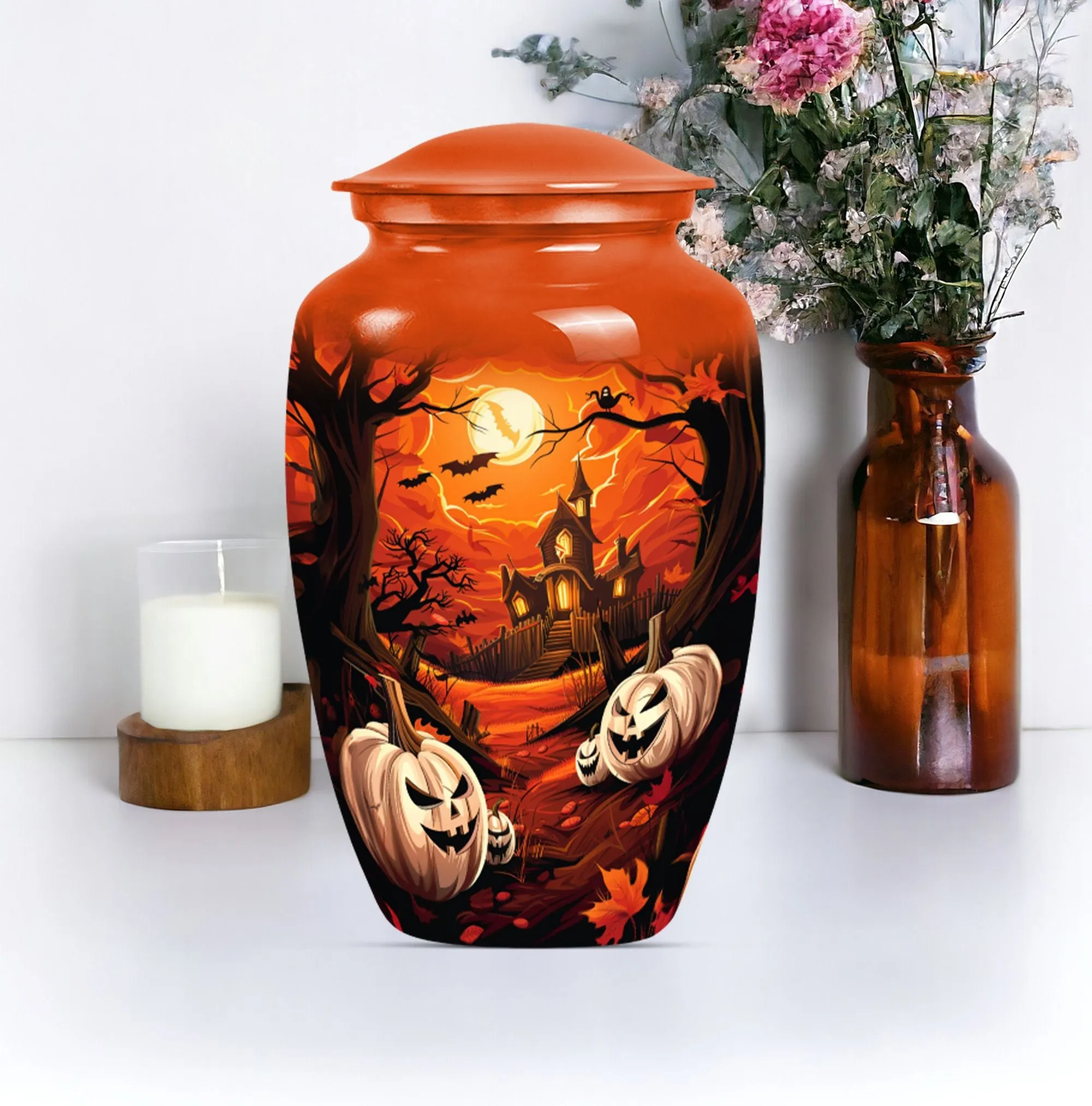 Solemn Halloween Tribute - Cremation Urn for Lasting Remembrance