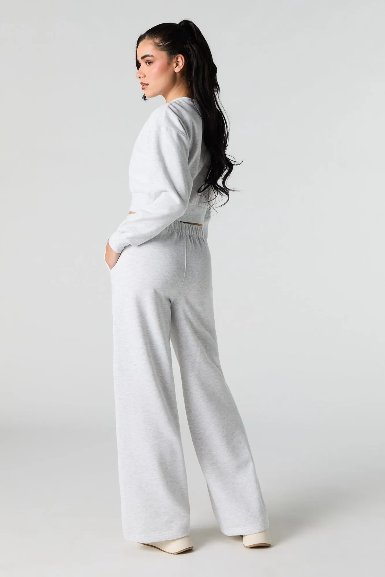 Solid Fleece Wide Leg Sweatpant