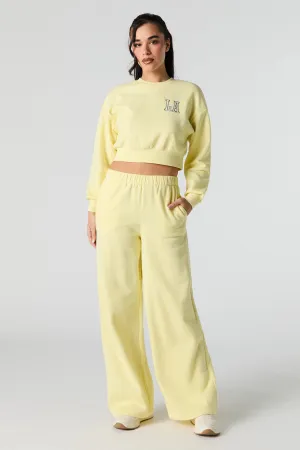 Solid Fleece Wide Leg Sweatpant