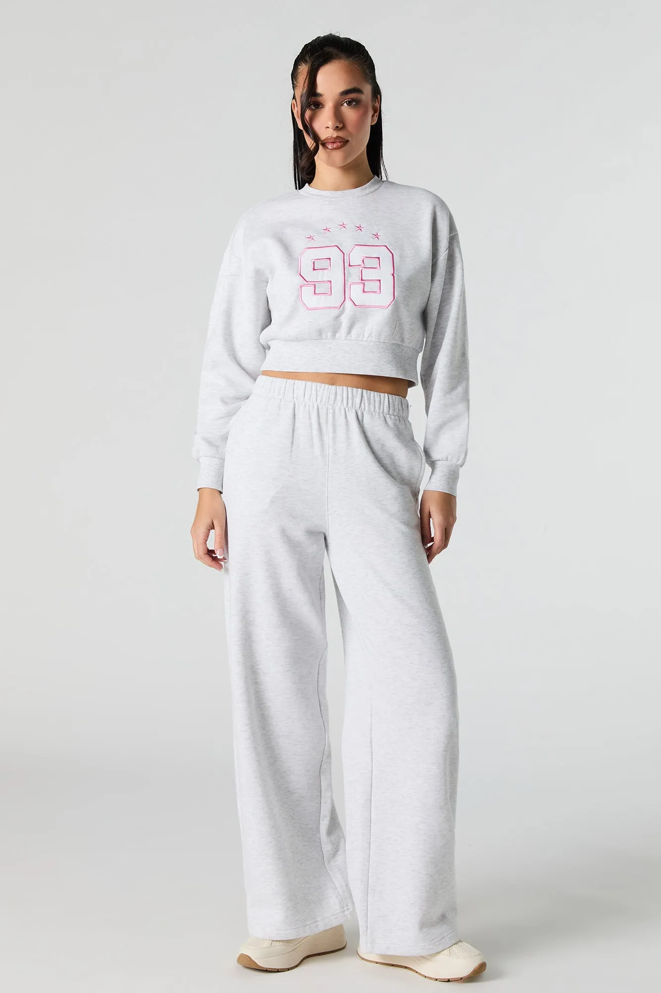 Solid Fleece Wide Leg Sweatpant