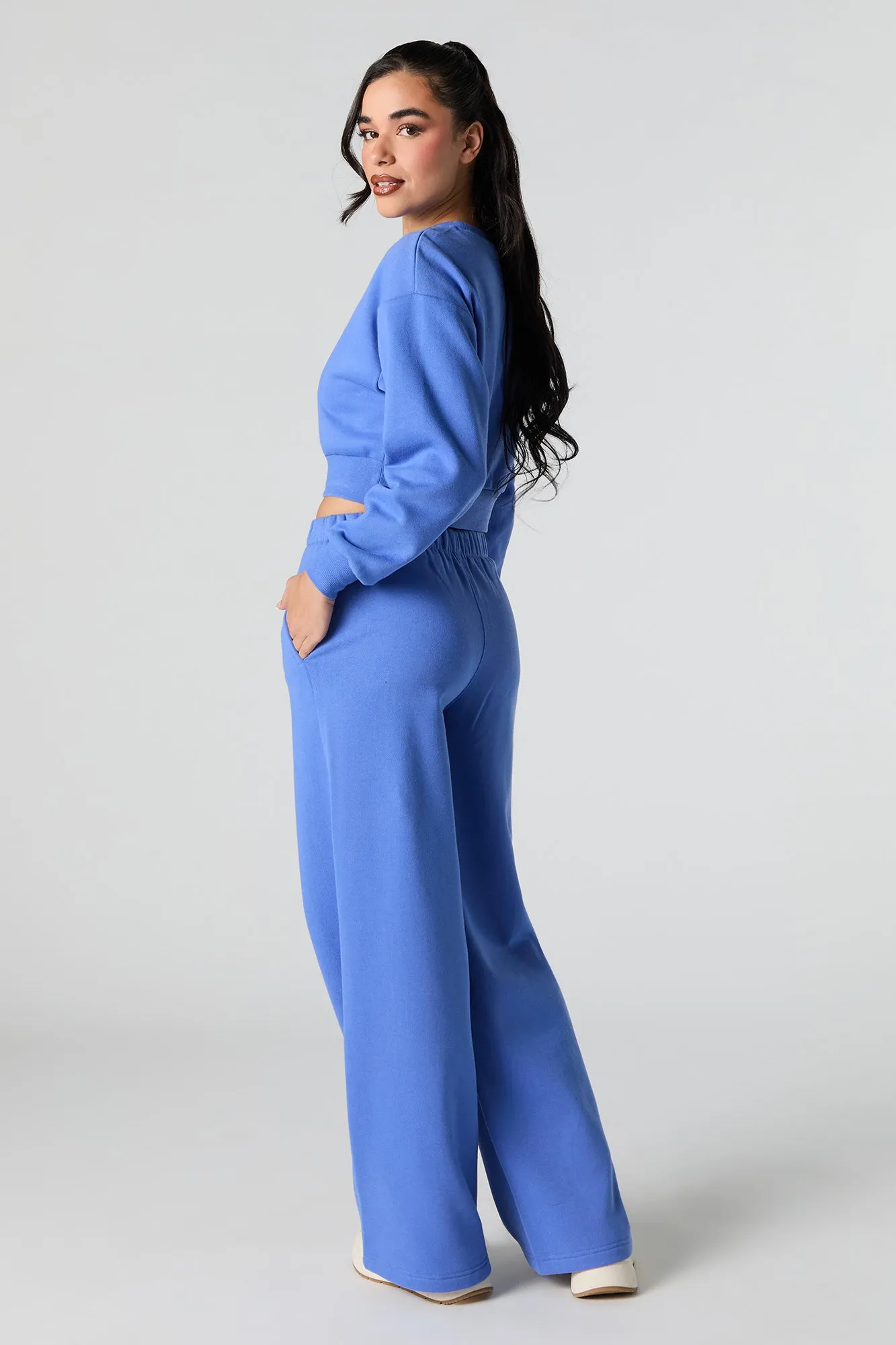 Solid Fleece Wide Leg Sweatpant