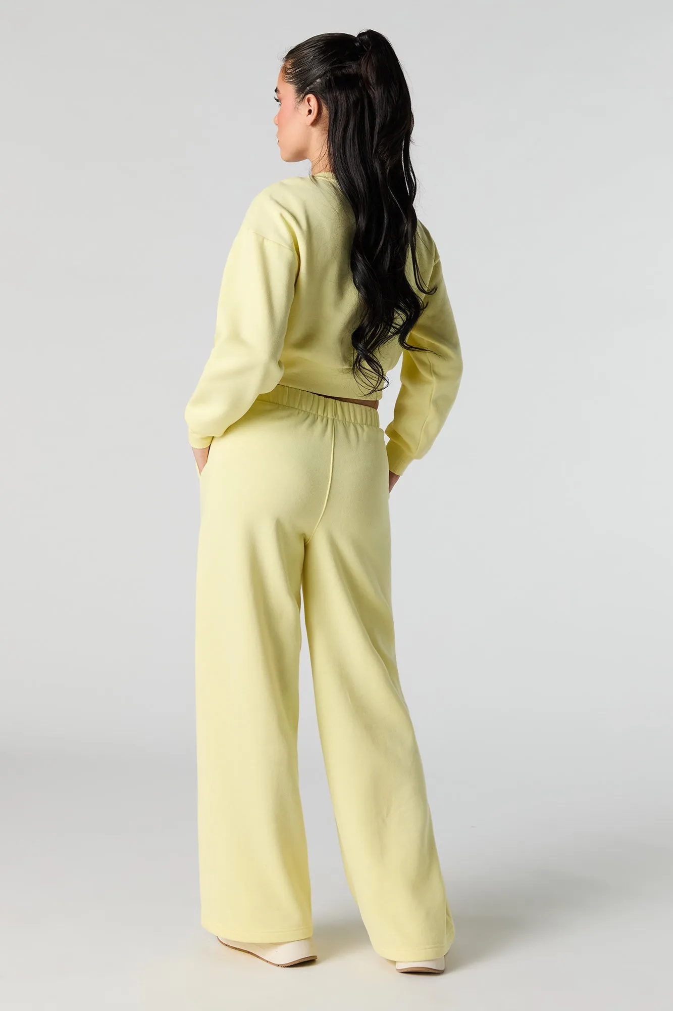 Solid Fleece Wide Leg Sweatpant