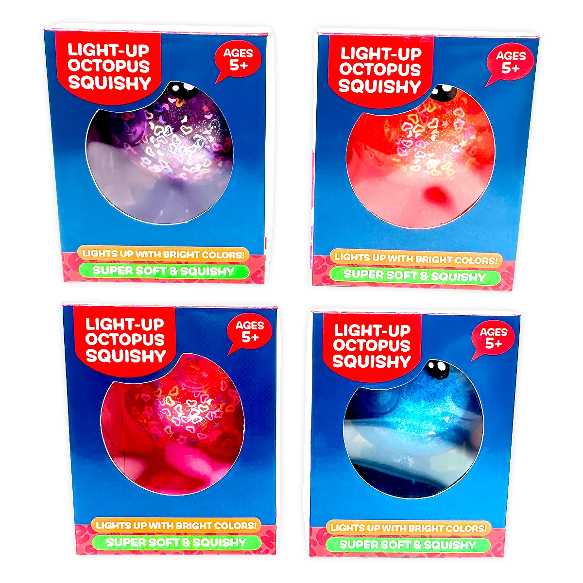 Squish and Squeeze Light-Up Octopus Toy - 12 Pieces Per Retail Ready Display 25035