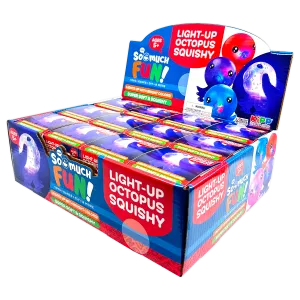 Squish and Squeeze Light-Up Octopus Toy - 12 Pieces Per Retail Ready Display 25035