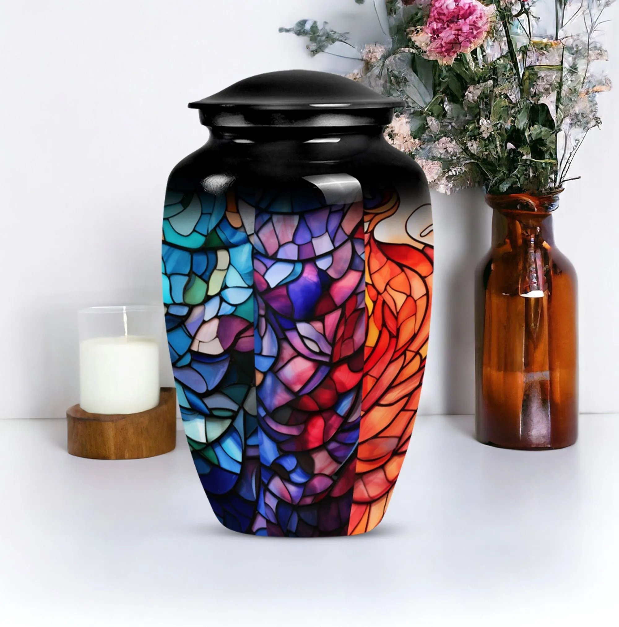 Stained Glass Unique Cremation Urn for Women Ashes