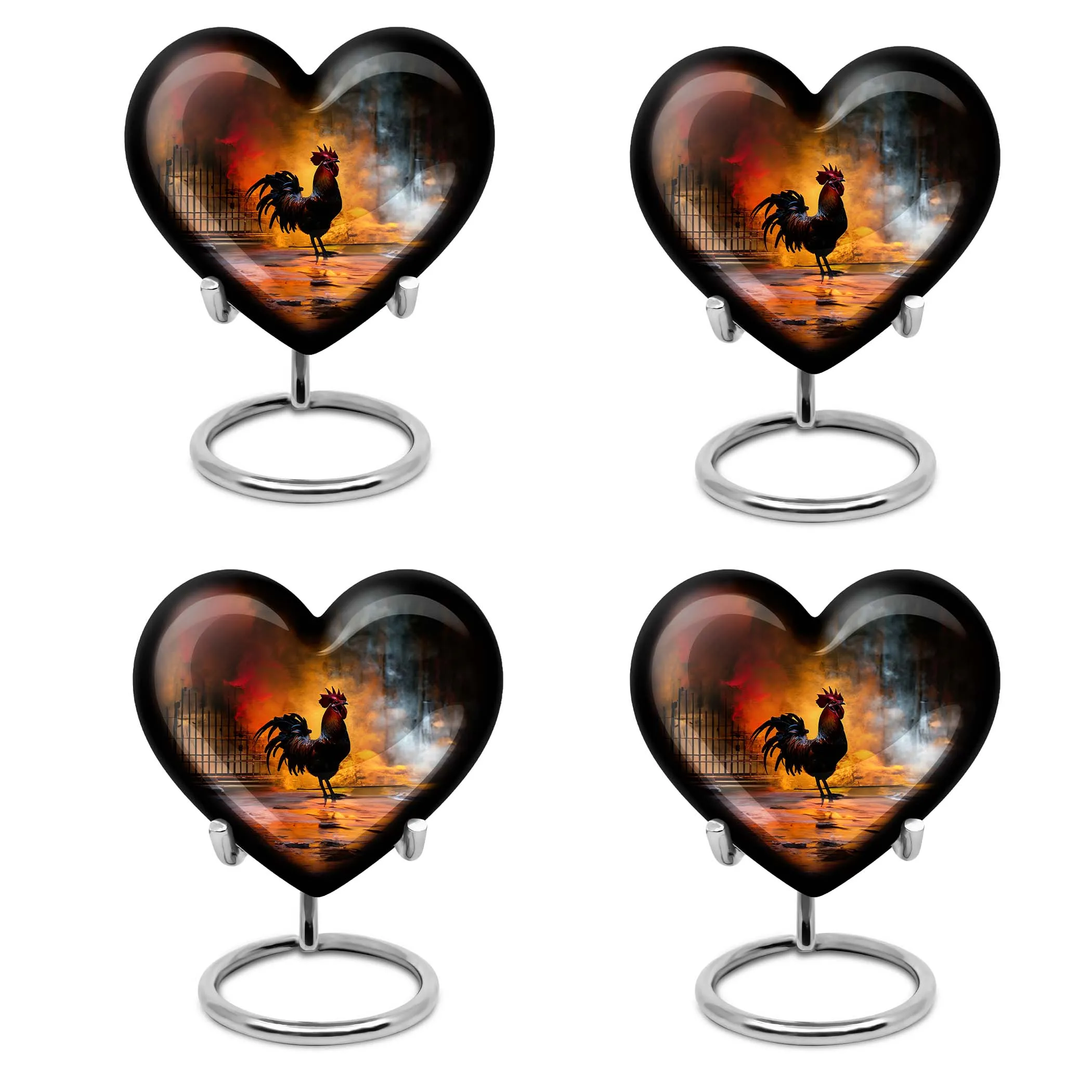 Stately Heart Embrace: 10 Inch Large Chicken Urn for Funeral Burial
